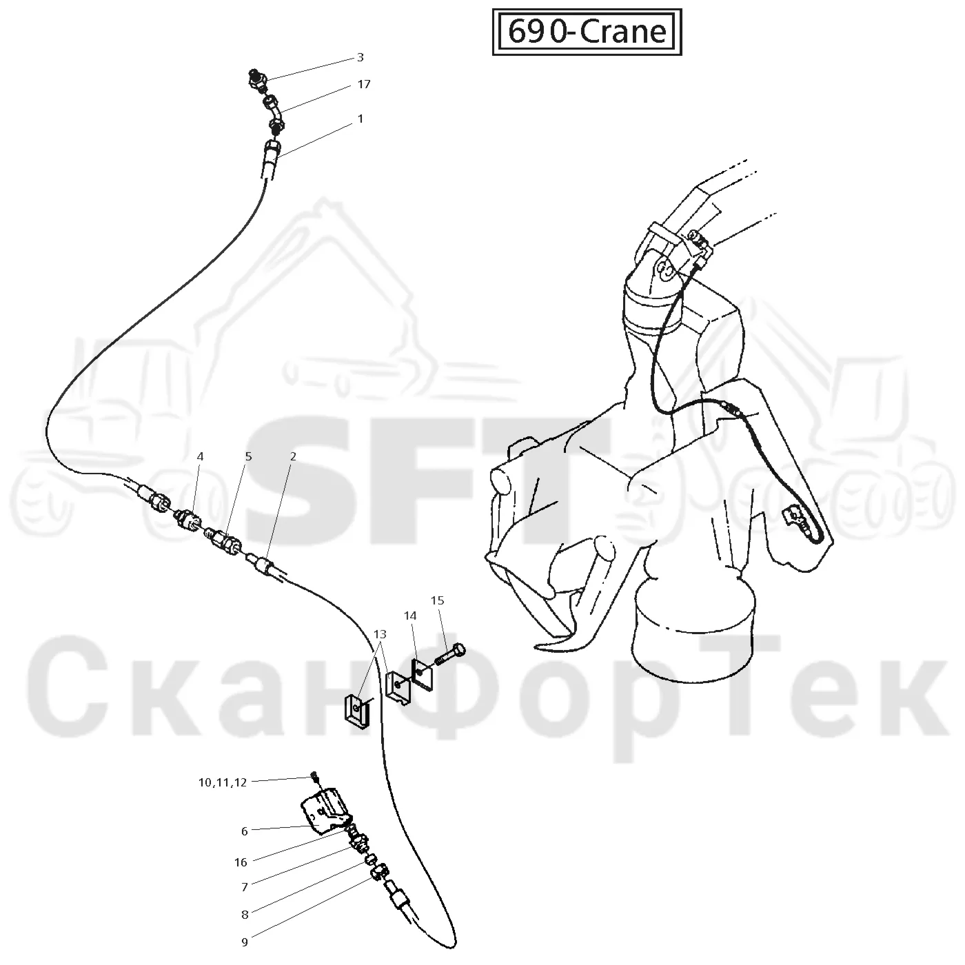 Схема: Valmet / Головки лесозаготовительной машины / Valmet 945 S2 / Valmet 945 S2 / Каталог запасных частей / Valmet 945 S2 / Поворотные устройства и звенья / Iai?oaiaaiea aey ei??aaee iiae 690