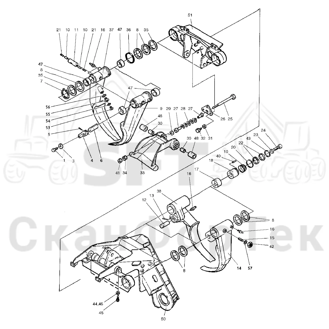 Схема: Valmet / Головки лесозаготовительной машины / Valmet 960 / Valmet 960 / Каталог запасных частей / Valmet 960 / Обрезка сучьев / Сучкорезные ножи 571-
