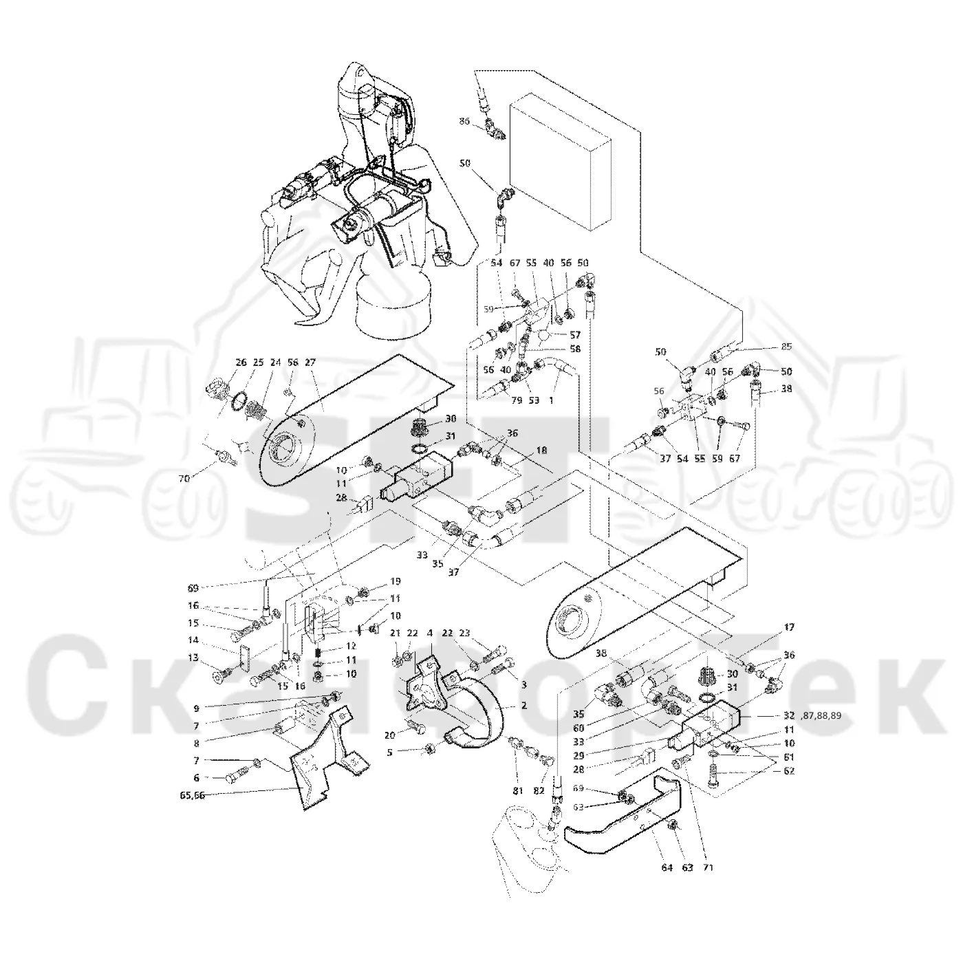 Схема: Valmet / Лесозаготовительные машины / Valmet 911.1 / Valmet 911.1 Ch 113011- / Valmet 911.1 Ch 113011- / Каталог запасных частей / Лесозаготовительное оборудование / Головка лесозаготовительной машины / Valmet 960 / Каталог запасных частей / Valmet 960 / Резка / Цветовая маркировка