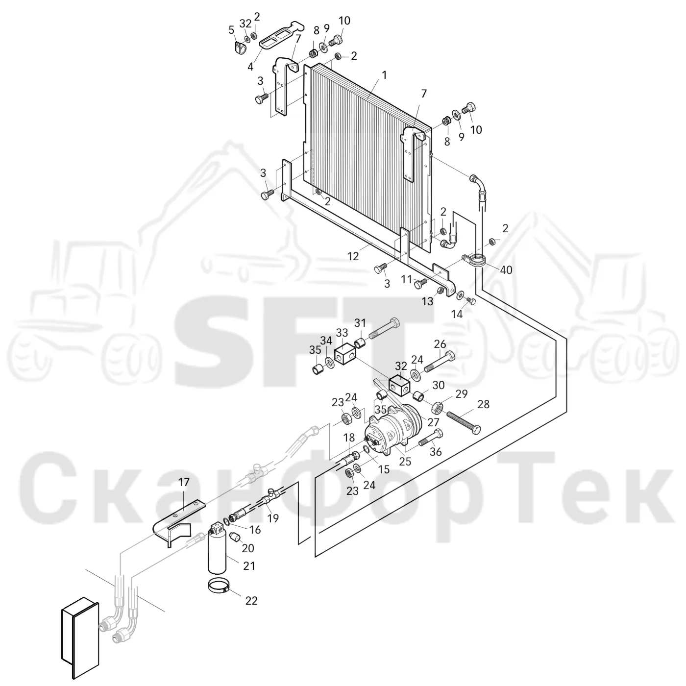 Схема: Valmet / Лесозаготовительные машины / Valmet 801 c / Valmet 801c Ch -11730 / Valmet 801c Ch -11730 / Каталог запасных частей / Двигатель / Кондиционер воздуха
