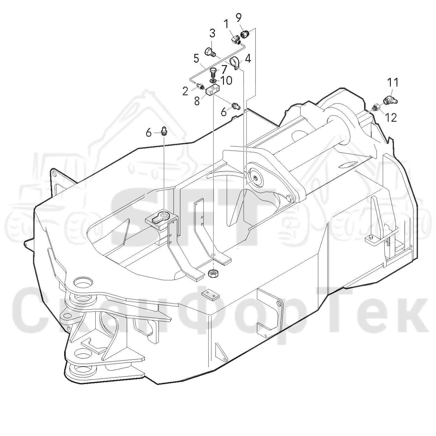 Схема: Valmet / Форвардер / Valmet 840.1 / Valmet 840.1 / Каталог запасных частей / Оборудование захвата / Захват / Valmet 801c Ch -11730 / Каталог запасных частей / шасси / Смазка, шасси