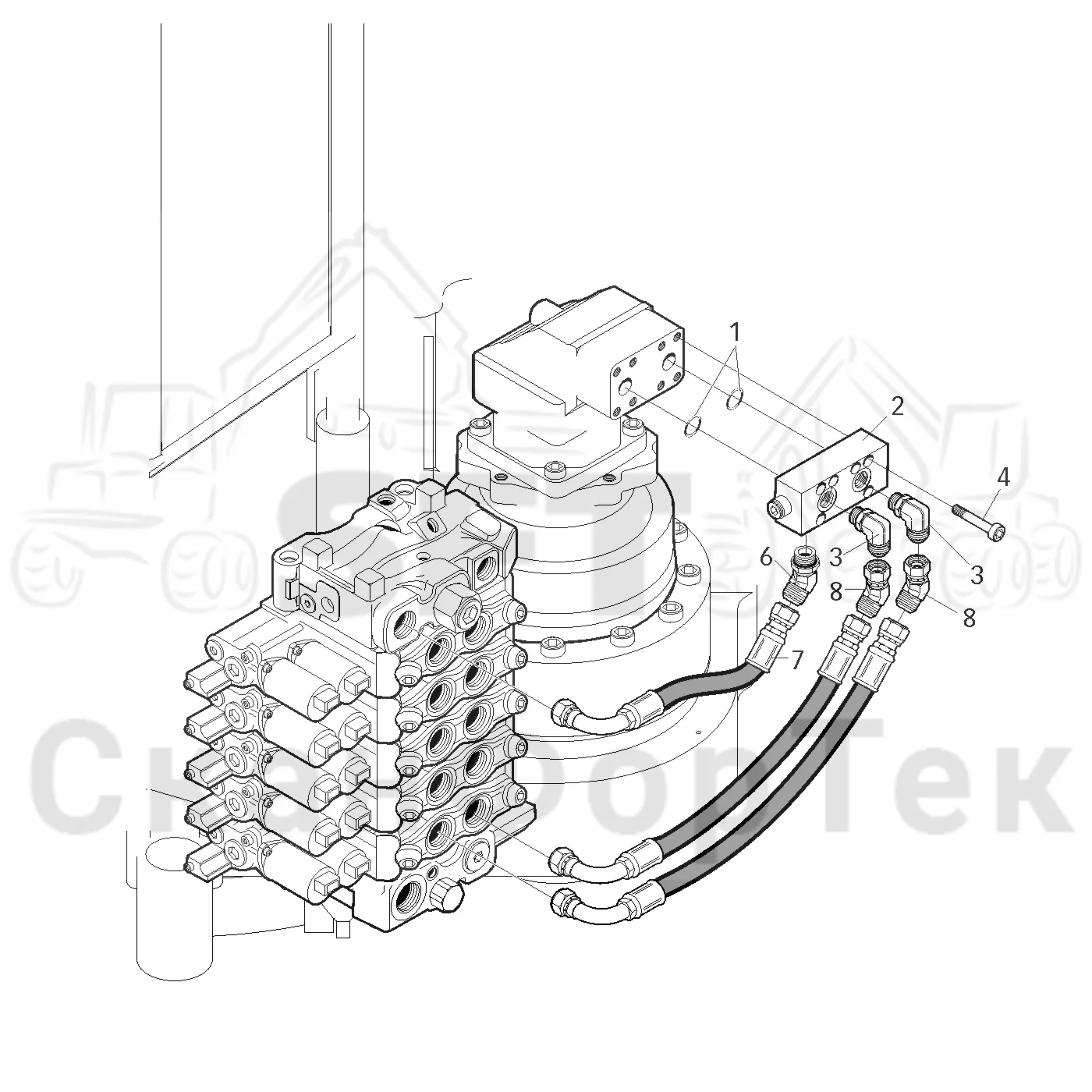 Схема: Valmet / Форвардер / Valmet 830 / Valmet 830 / Каталог запасных частей / Оборудование захвата / Захват / Valmet 801c Ch -11730 / Каталог запасных частей / Подъемный кран / Поворотное демпфирование