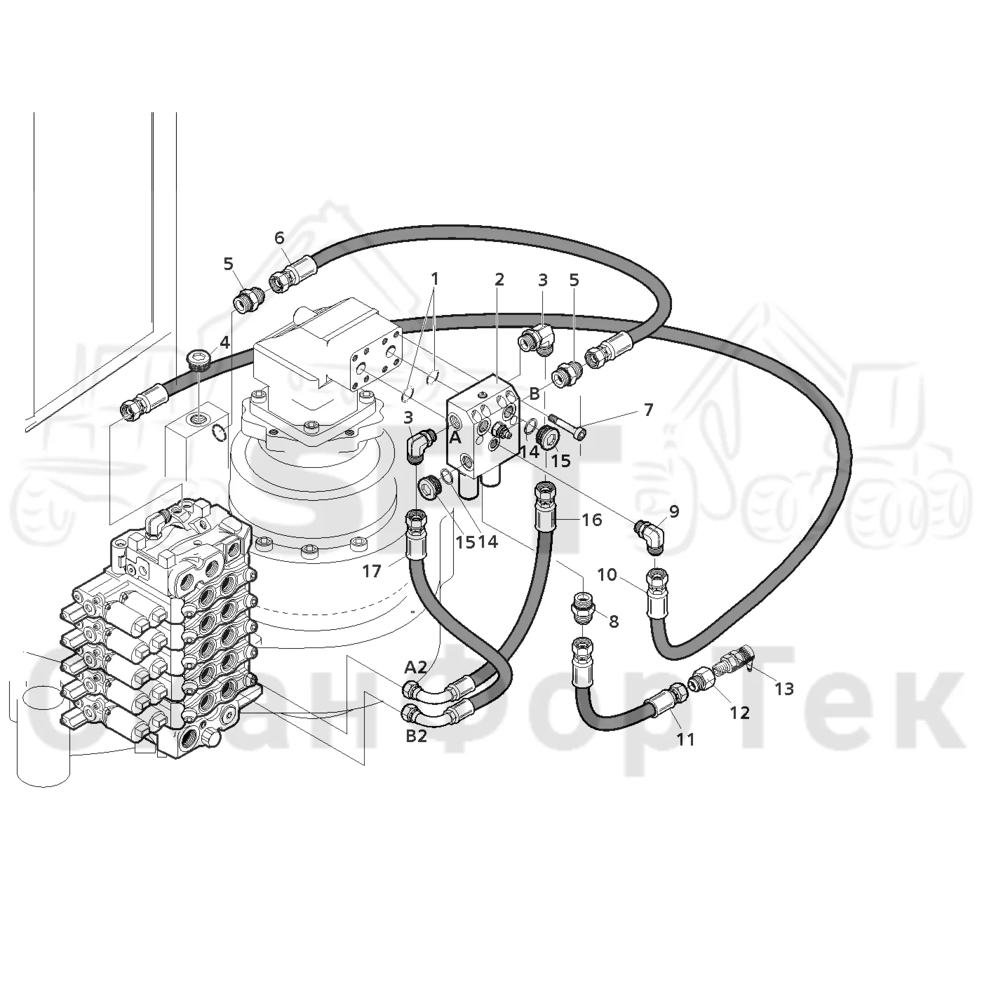 Схема: Valmet / Лесозаготовительные машины / Valmet 801 c / Valmet 801c Ch 11800- / Valmet 801c Ch 11800- / Каталог запасных частей / Подъемный кран / Поворотное демпфирование