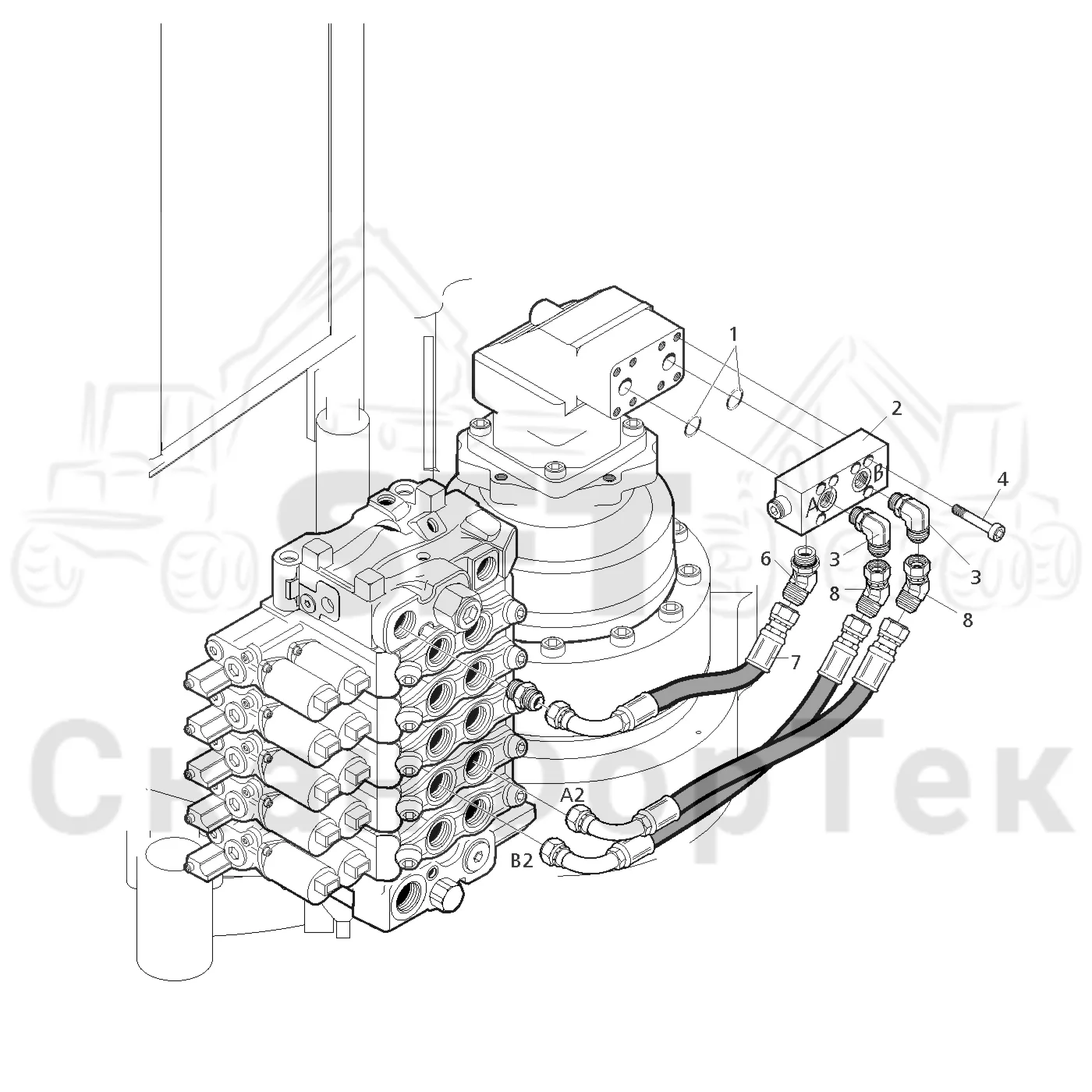 Схема: Valmet / Лесозаготовительные машины / Valmet 801 c / Valmet 801c Ch 11800- / Valmet 801c Ch 11800- / Каталог запасных частей / Подъемный кран / Поворотное демпфирование