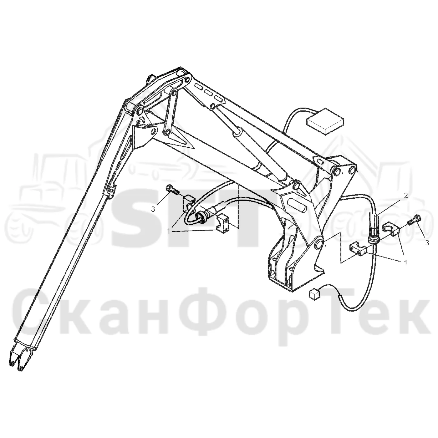 Схема: Valmet / Форвардер / Valmet 840.1 / Valmet 840.1 / Каталог запасных частей / Оборудование захвата / Захват / Valmet 901.2 Ch. -211060 / Каталог запасных частей / Подъемный кран / Комплект электрооборудования / 300 Головки лесозаготовительной машины / CRH 16 crane