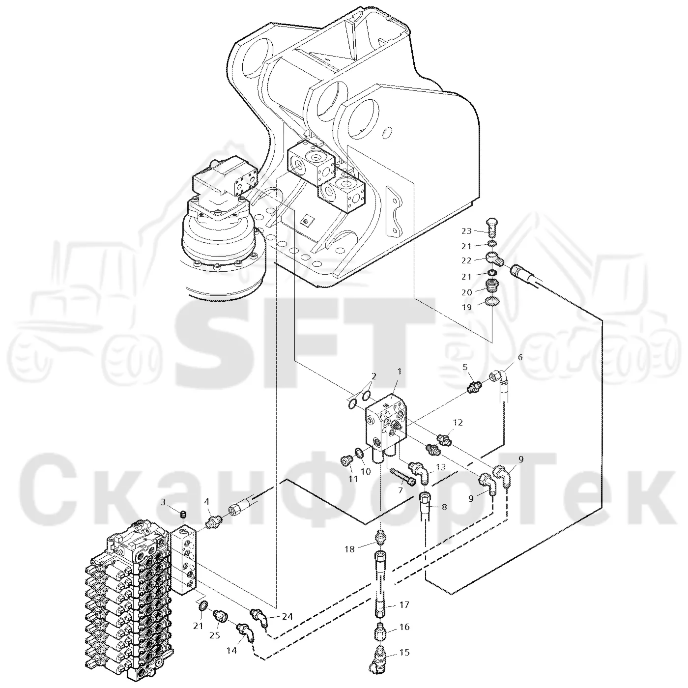Схема: Valmet / Лесозаготовительные машины / Valmet 921 / Valmet 921 Ch 13271- / Valmet 921 Ch 13271- / Каталог запасных частей / Подъемный кран / Поворотное оборудование кабины / Slew damping CRH 16 crane
