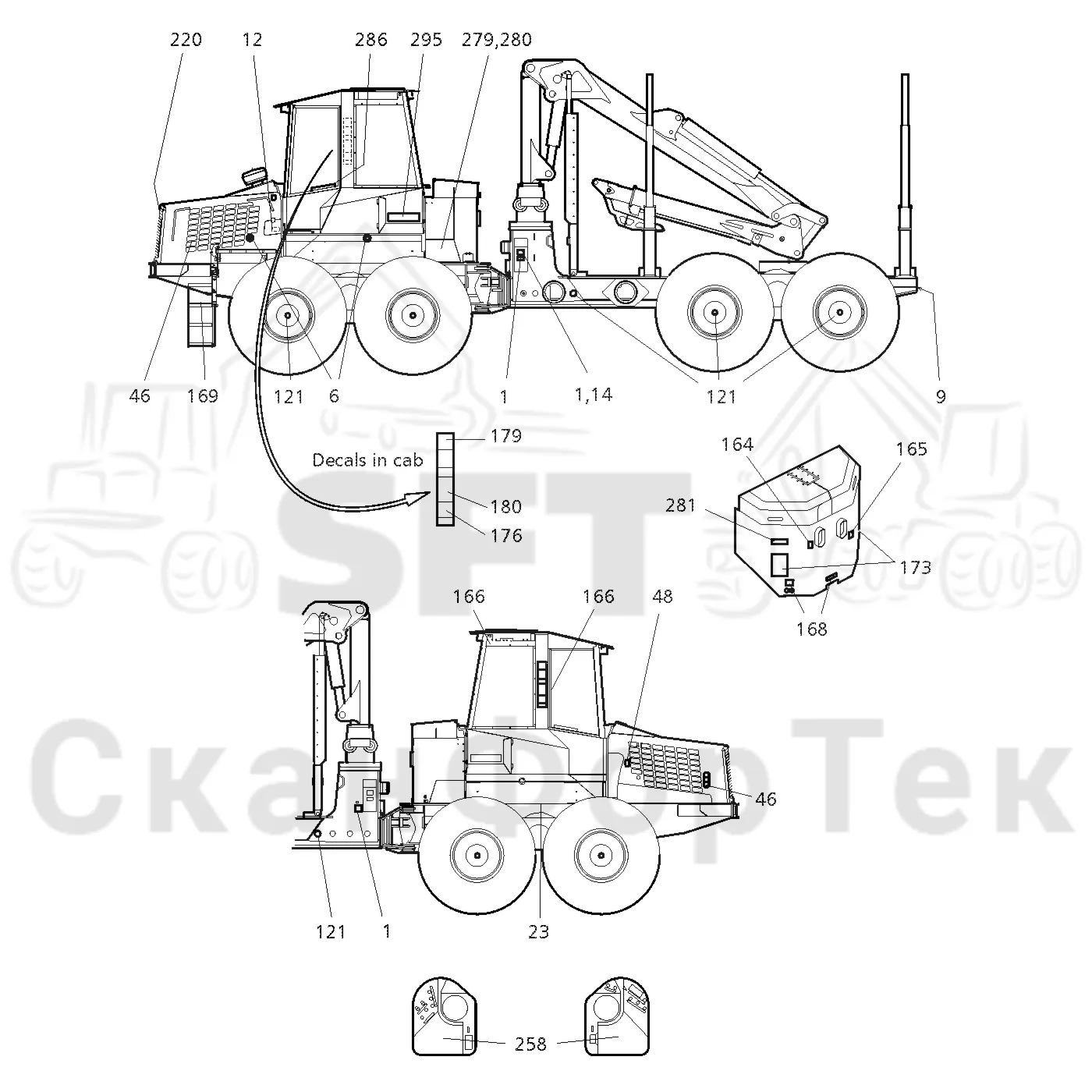 Схема: Valmet / Форвардер / Valmet 860.1 / Valmet 860.1 Ch. -115420 / Valmet 860.1 Ch. -115420 / Каталог запасных частей / Различное оборудование / Бирки