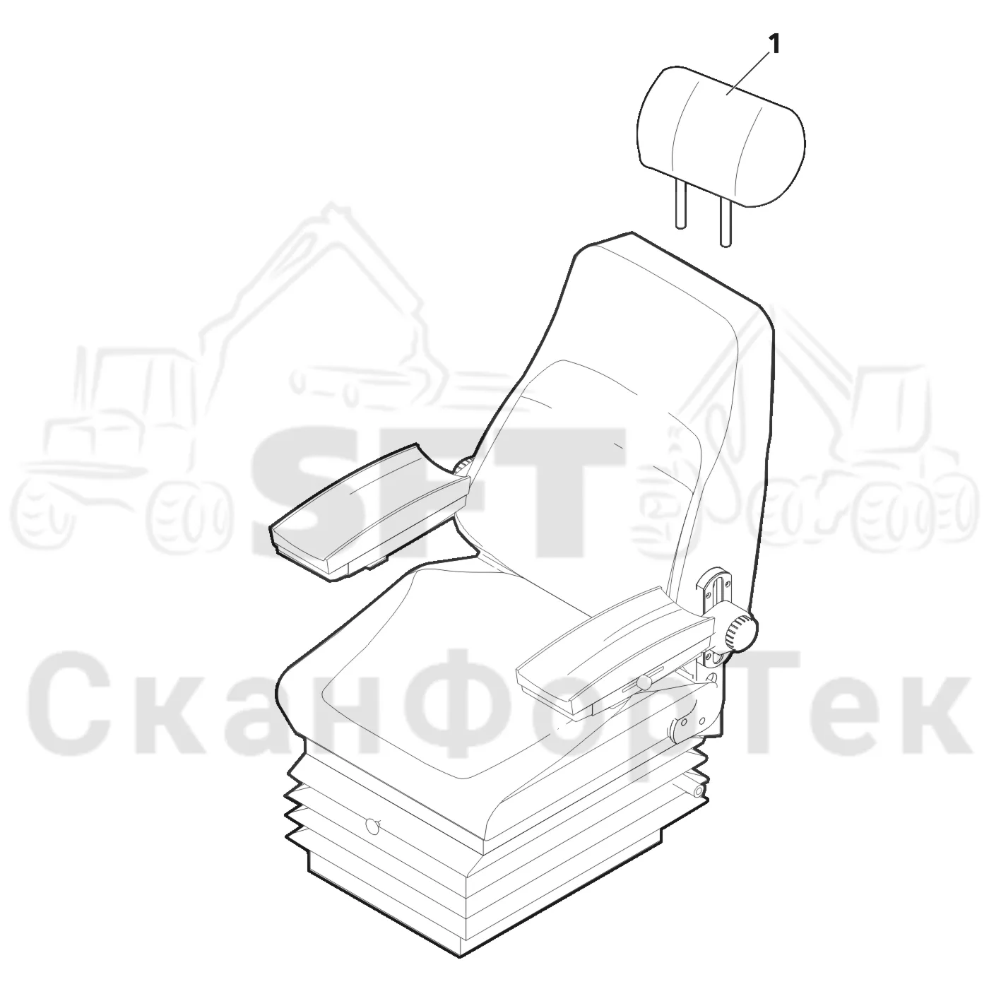 Схема: Valmet / Лесозаготовительные машины / Valmet 921.1 / Valmet 921.1   Ch. 113531- / Valmet 921.1   Ch. 113531- / Каталог запасных частей / Кабина / Сиденья / Подголовник