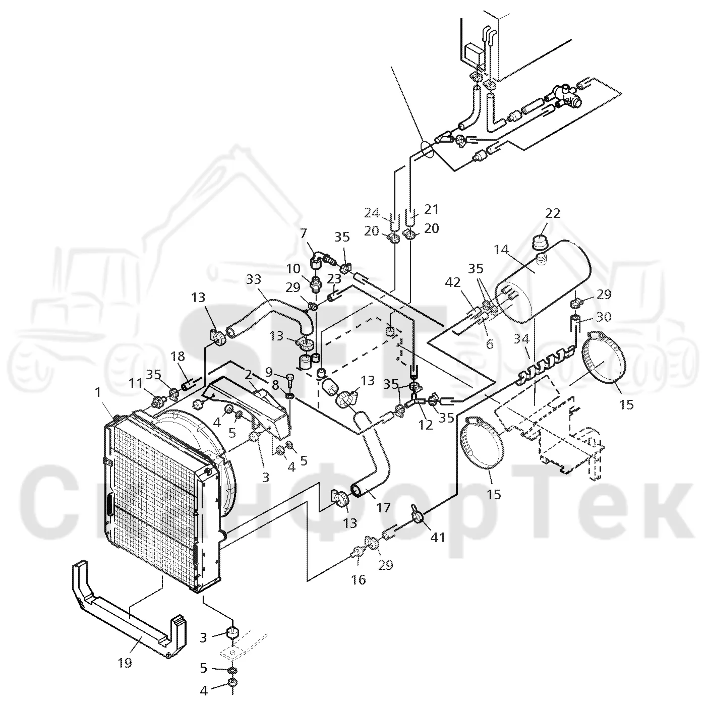 Схема: Valmet / Форвардер / Valmet 860.1 / Valmet 860.1   Ch. 115421- / Valmet 860.1  Ch. 115421- / Каталог запасных частей / Двигатель / Система охлаждения / Система охлаждения двигателя