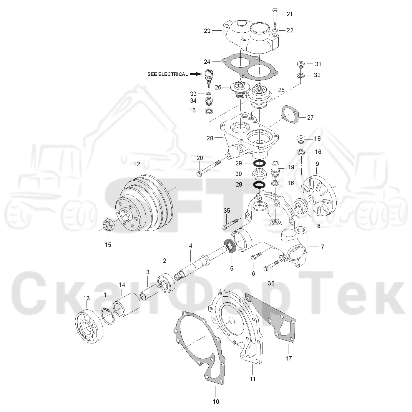 Схема: Valmet / Лесозаготовительные машины / Valmet 911.1 / Valmet 911.1 Ch 113011- / Valmet 911.1 Ch 113011- / Каталог запасных частей / Двигатель / Система охлаждения / Насос хладагента