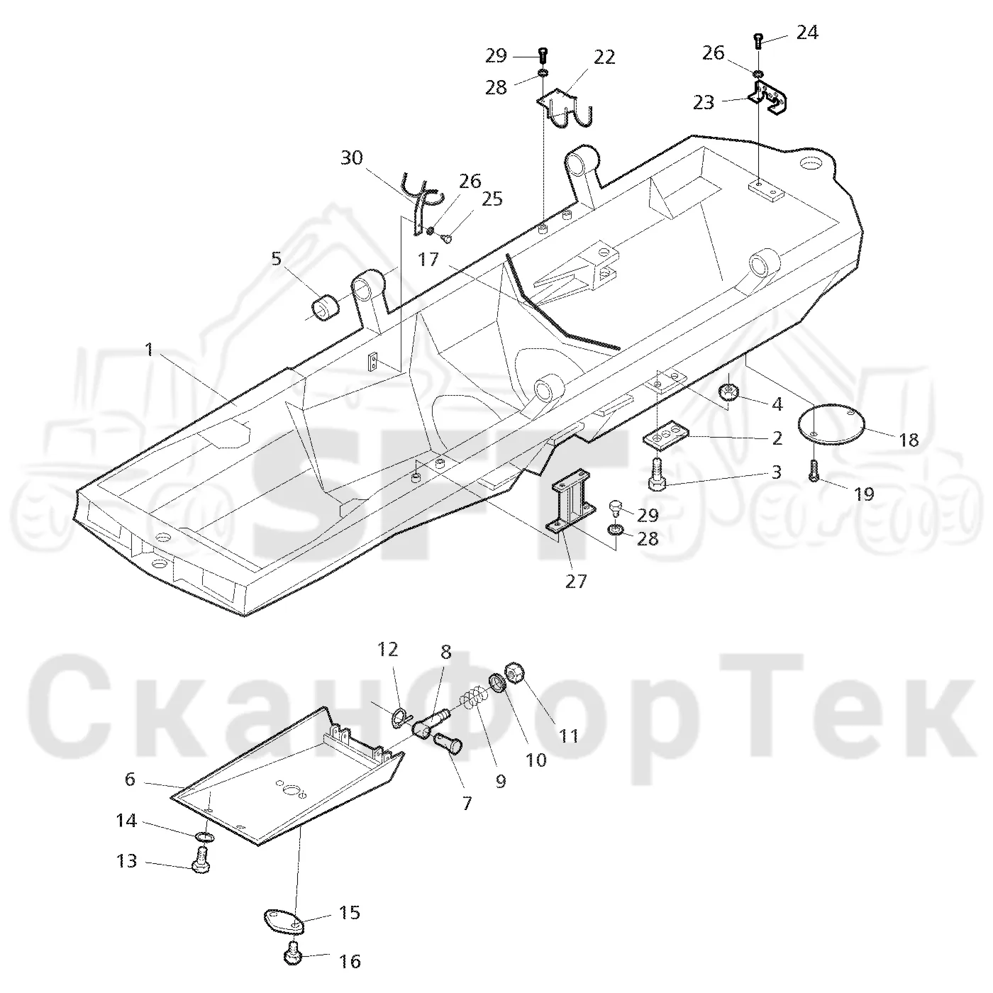 Схема: Valmet / Форвардер / Valmet 860.1 / Valmet 860.1   Ch. 115421- / Valmet 860.1  Ch. 115421- / Каталог запасных частей / шасси / Рамы / Рама, передняя на 8 колес