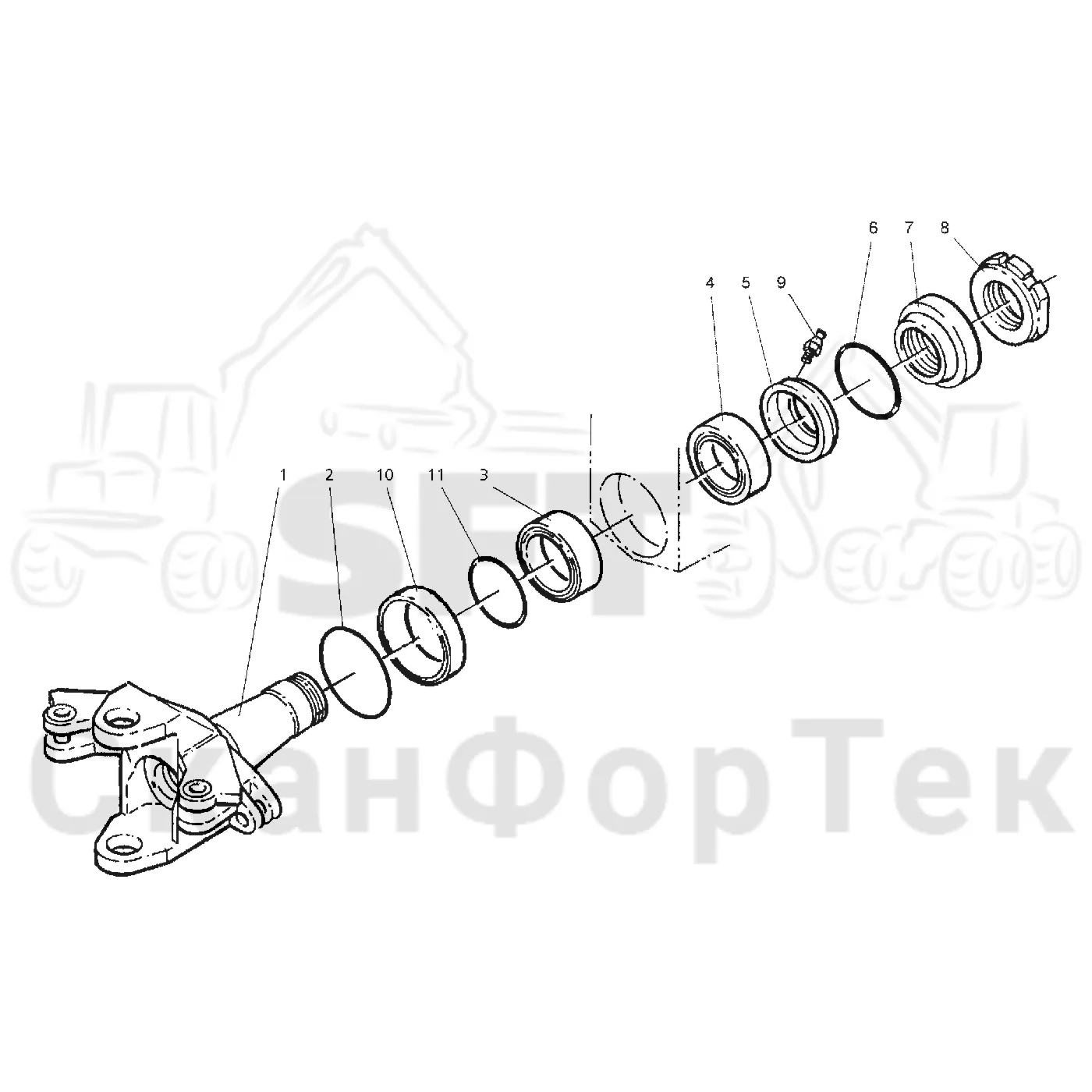 Схема: Valmet / Форвардер / Valmet 840.2 / Valmet 840.2 Ch. -211120 / Valmet 840.2 Ch. -211120 / Каталог запасных частей / шасси / Сочленение / Рама с шарнирным сочленением