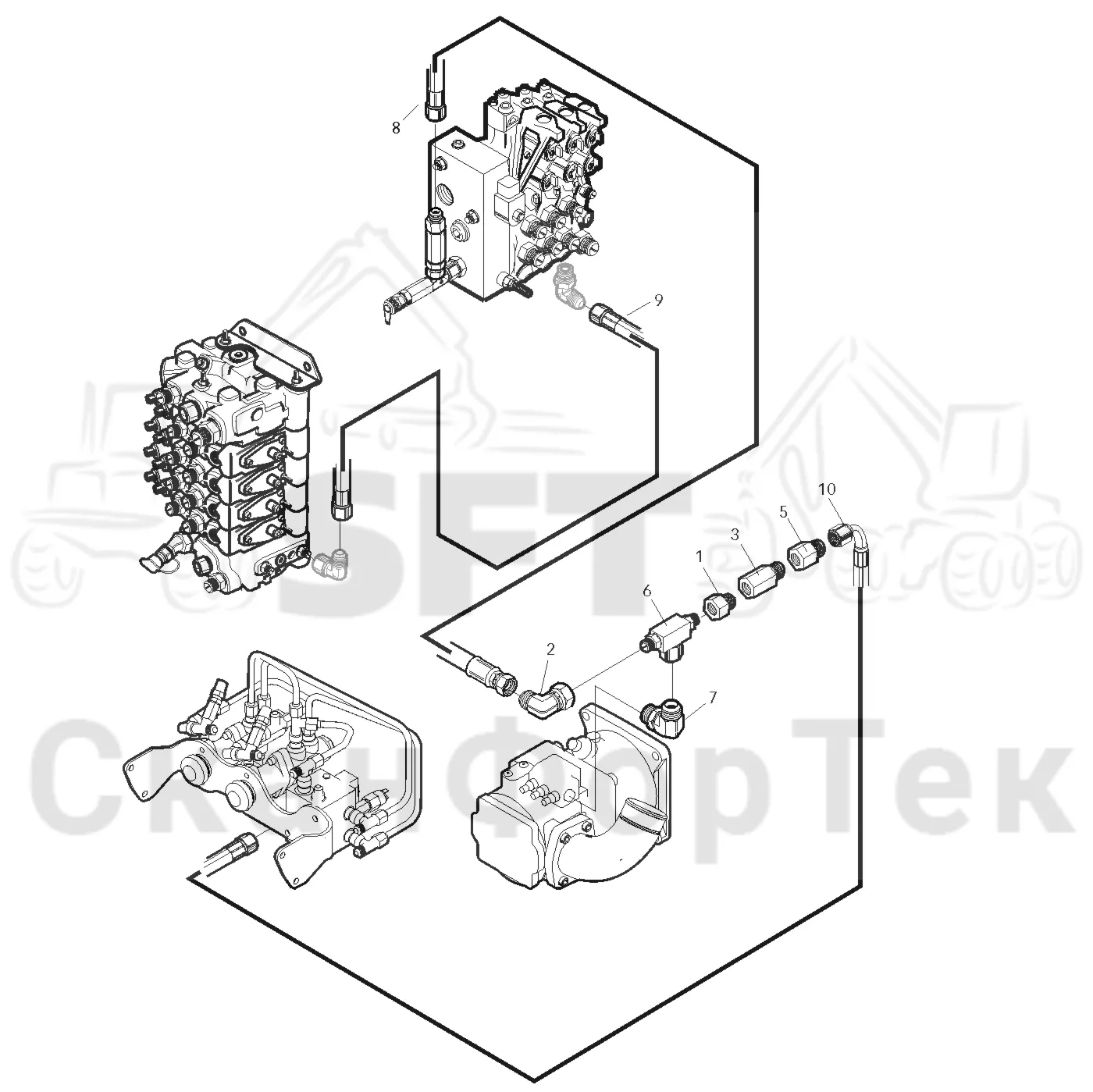Схема: Valmet / Лесозаготовительные машины / Valmet 901.1 / Valmet 901.1 / Каталог запасных частей / Гидравлика / Гидравлические насосы / Сигнал LS линии гидравлики