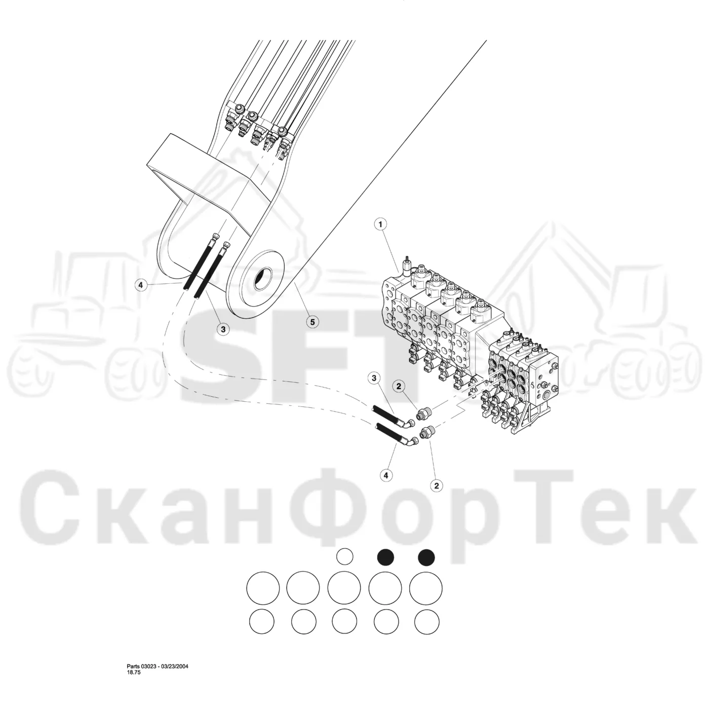Схема: Valmet / Лесозаготовительные машины / Valmet 901TX / Valmet 901TX / Каталог запасных частей / Тормоза / Тормоза / Disc Saw Hydraulics / Lateral Tilt Function