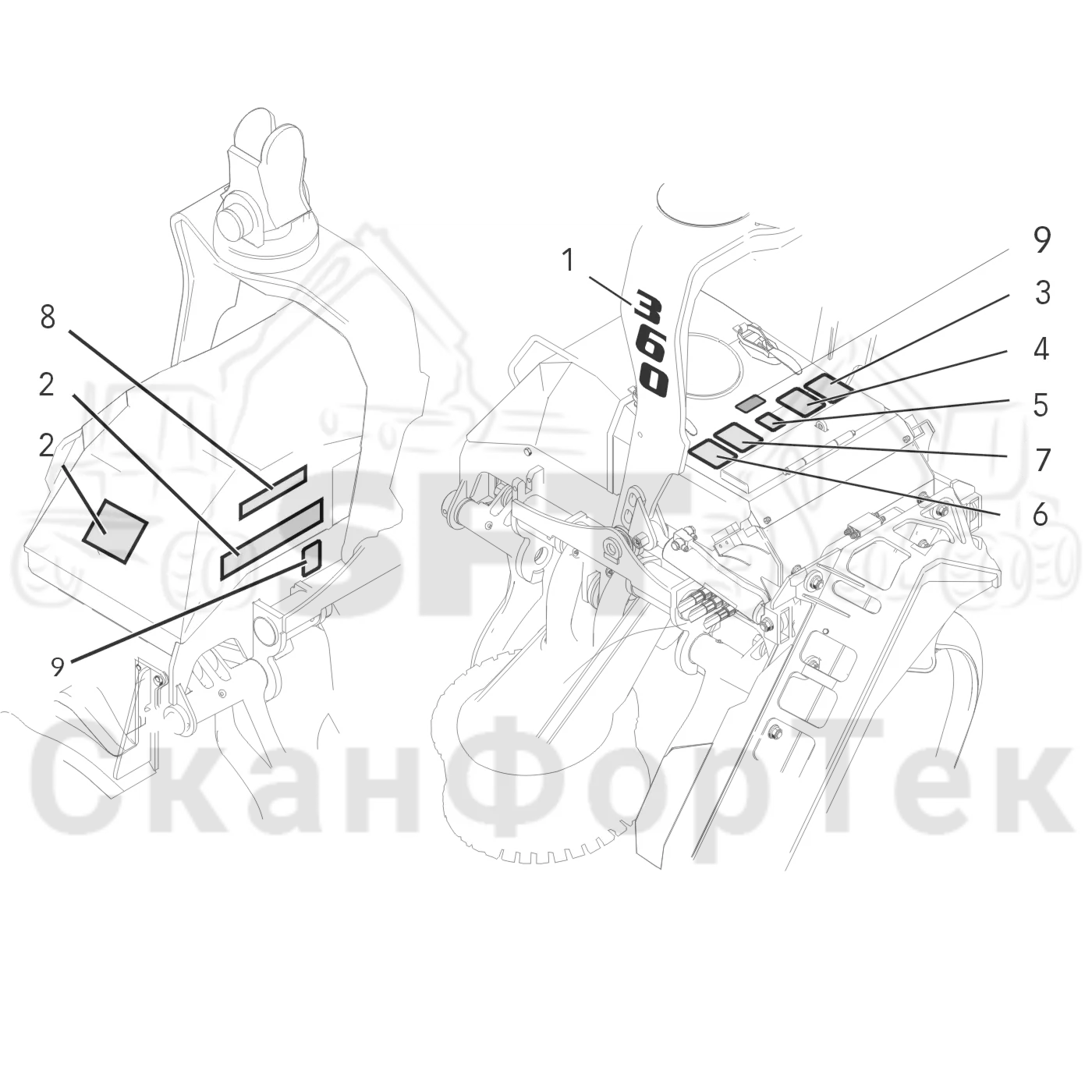 Схема: Valmet / Головки лесозаготовительной машины / Valmet 360 / Valmet 360 Ch 11541- / Valmet 360 Ch 11541- / Каталог запасных частей / шасси / Бирки