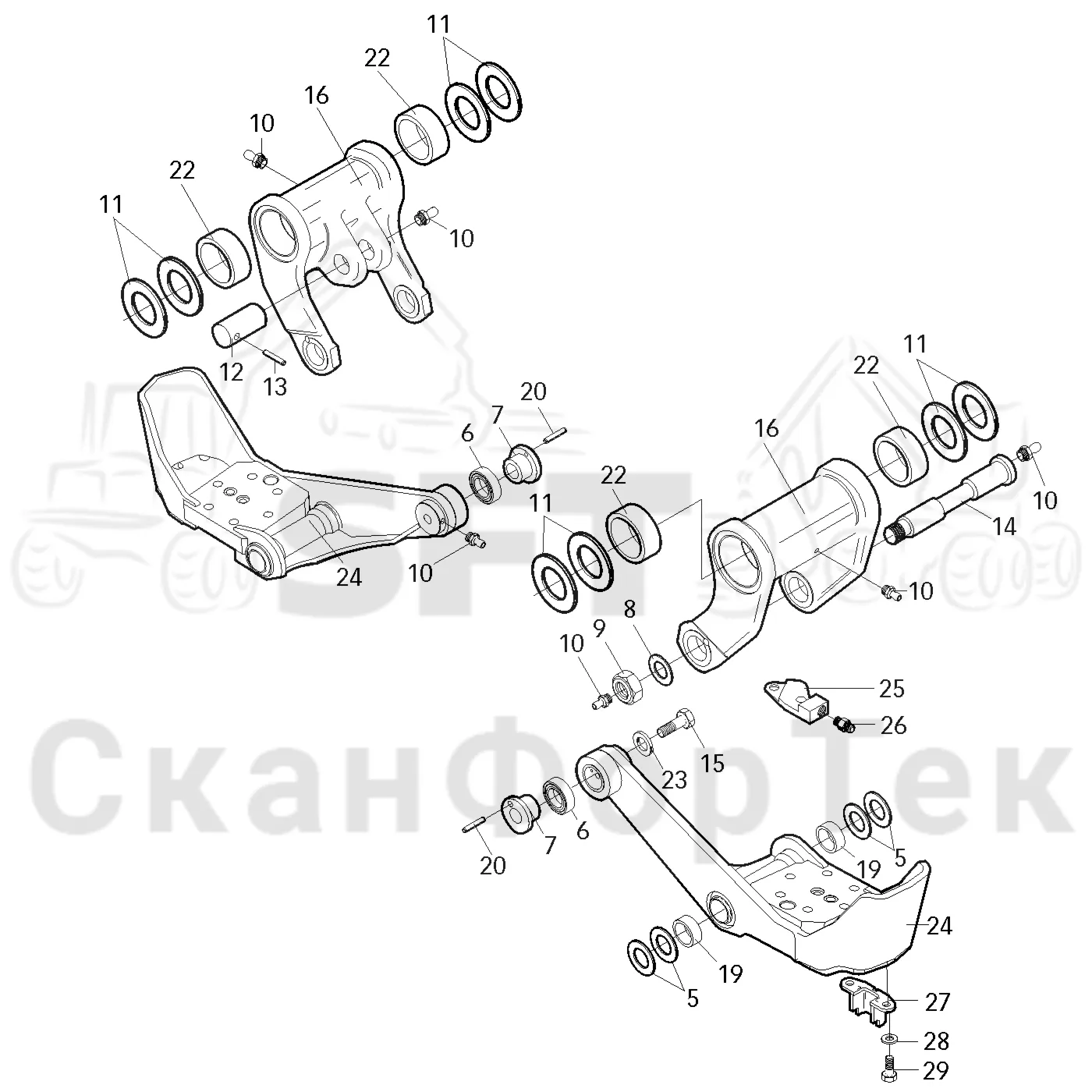 Схема: Valmet / Головки лесозаготовительной машины / Valmet 965 BR / Valmet 965 BR / Каталог запасных частей / Valmet 965 BR / Подача / шасси подающих роликов / Подающие ролики, шасси -34