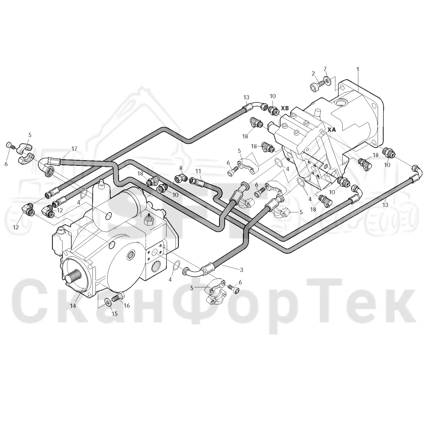 Схема: Valmet / Форвардер / Valmet 840.3 / Valmet 840.3 Ch. -311173 / Valmet 840.3 Ch. -311173 / Каталог запасных частей / Оборудование захвата / Захват / Valmet 801c Ch -11730 / Каталог запасных частей / Коробка передач / Гидростат / Гидравлика гидростата