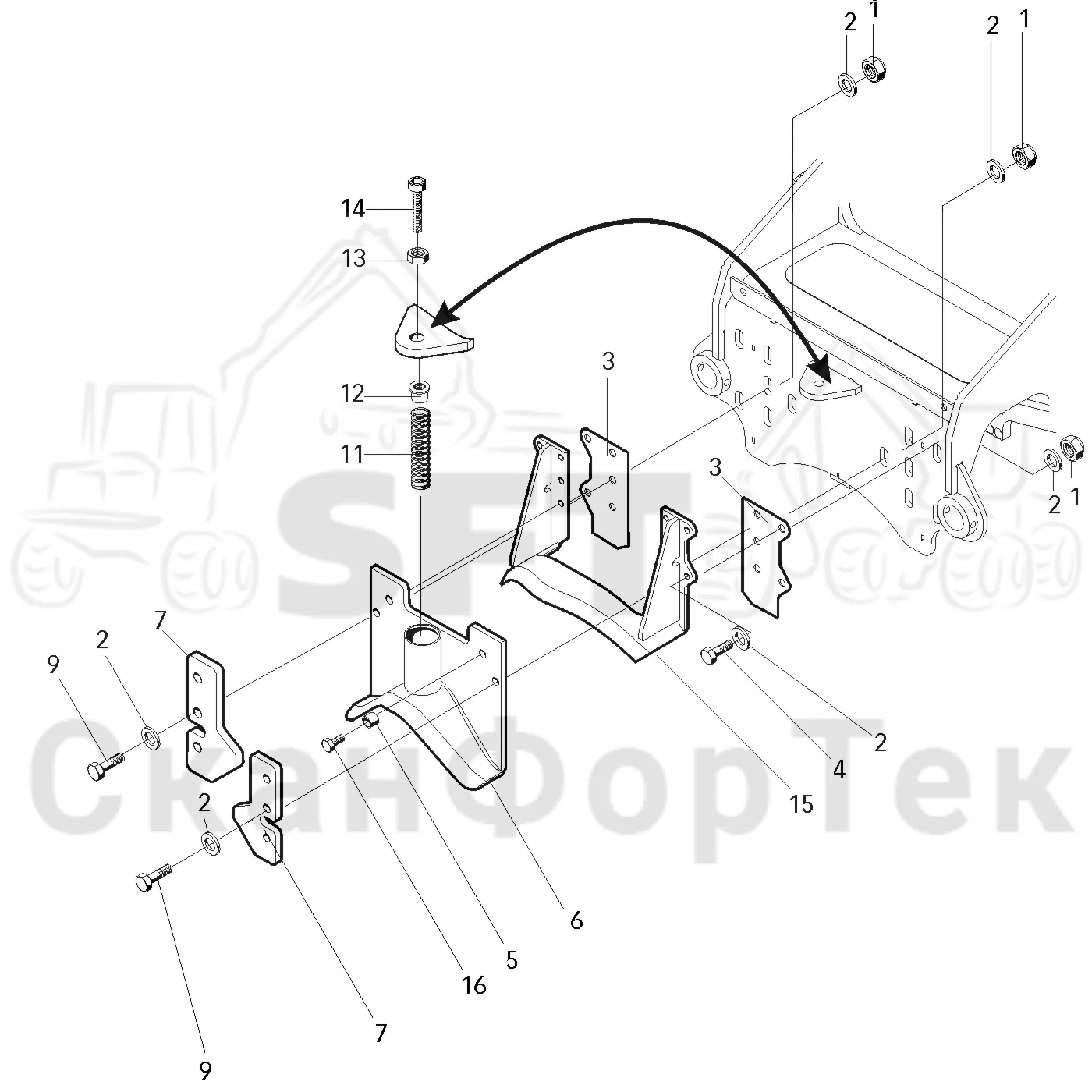 Схема: Valmet / Лесозаготовительные машины / Valmet 921.1 / Valmet 921.1  Ch. -113530 / Valmet 921.1  Ch. -113530 / Каталог запасных частей / Лесозаготовительное оборудование / Головка лесозаготовительной машины / Valmet 370 / Valmet 370 / Valmet 370   Ch. -11549 / Valmet 370 -11549 / Каталог запасных частей / Обрезка сучьев / Верхний сучкорезный нож
