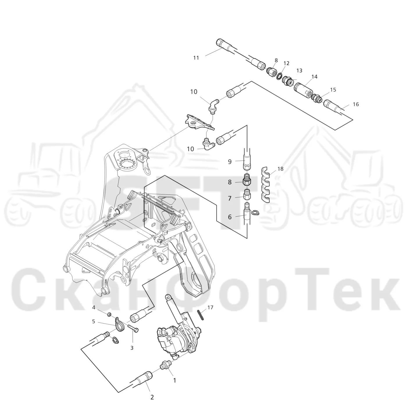 Схема: Valmet / Головки лесозаготовительной машины / Valmet 360 / Valmet 360 Ch 11541- / Valmet 360 Ch 11541- / Каталог запасных частей / Резка / Корчевка пней CRH