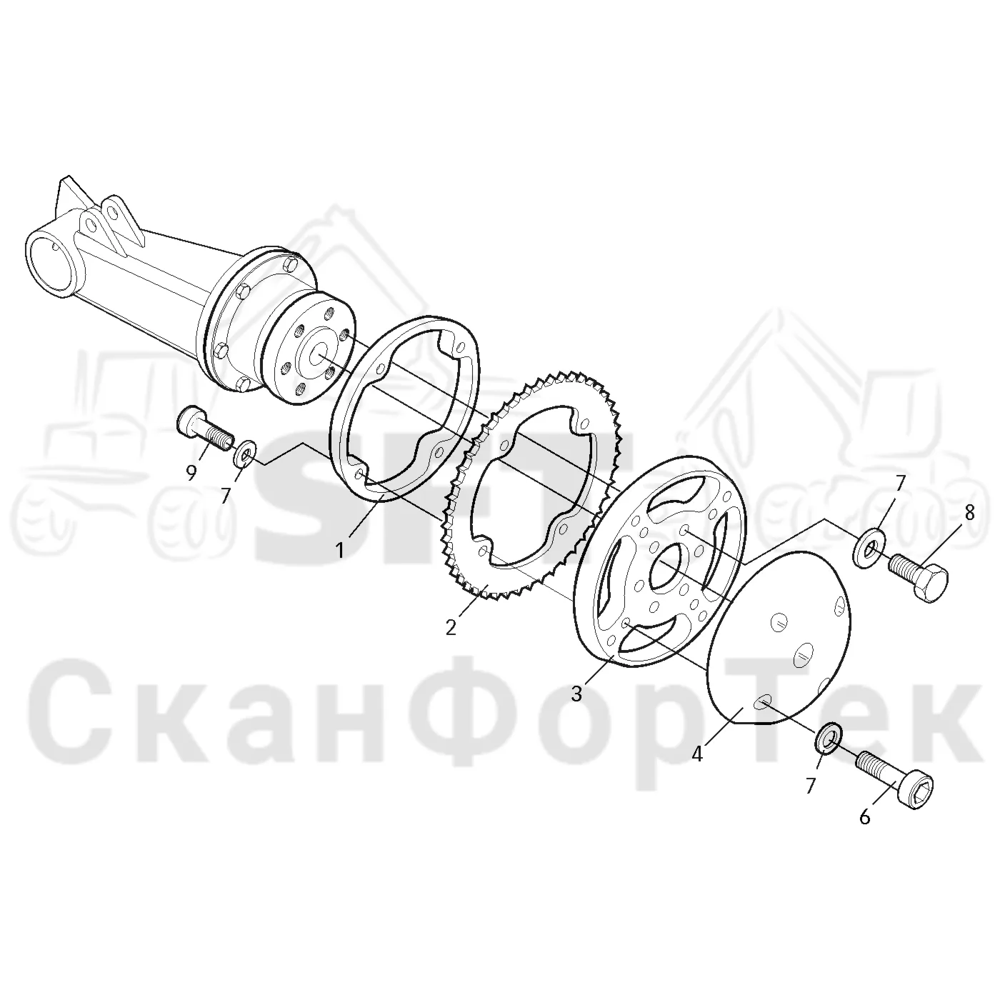 Схема: Valmet / Головки лесозаготовительной машины / Valmet 360 / Valmet 360 Ch. 11481- / Valmet 360 Ch. 11481- / Valmet 360 11481- / Каталог запасных частей / Измерение / Мерный ролик 6mm - 47 Зубья