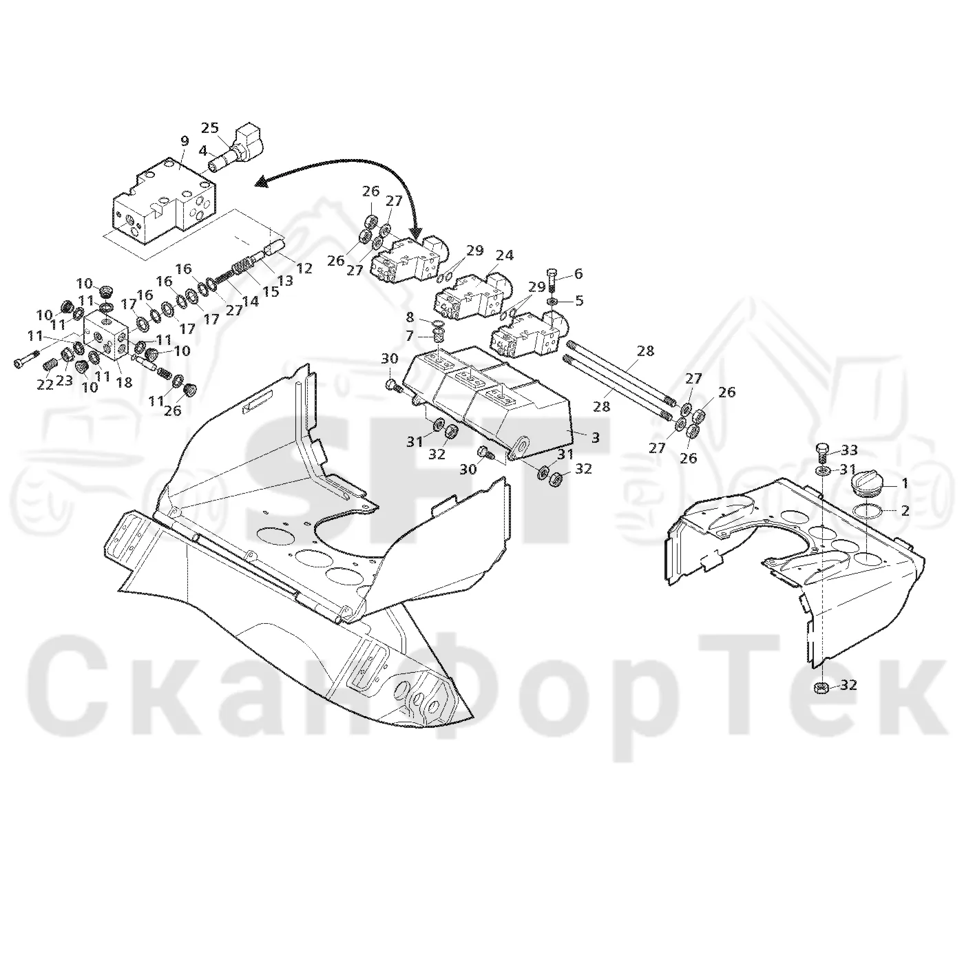 Схема: Valmet / Лесозаготовительные машины / Valmet 921.1 / Valmet 921.1 Ch. -113530 / Valmet 921.1 Ch. -113530 / Каталог запасных частей / Лесозаготовительное оборудование / Головка лесозаготовительной машины / Valmet 360.1 / Valmet 360.1 / Valmet 360.1 Ch. 111831- / Каталог запасных частей / Резка / Бак цветовой маркировки