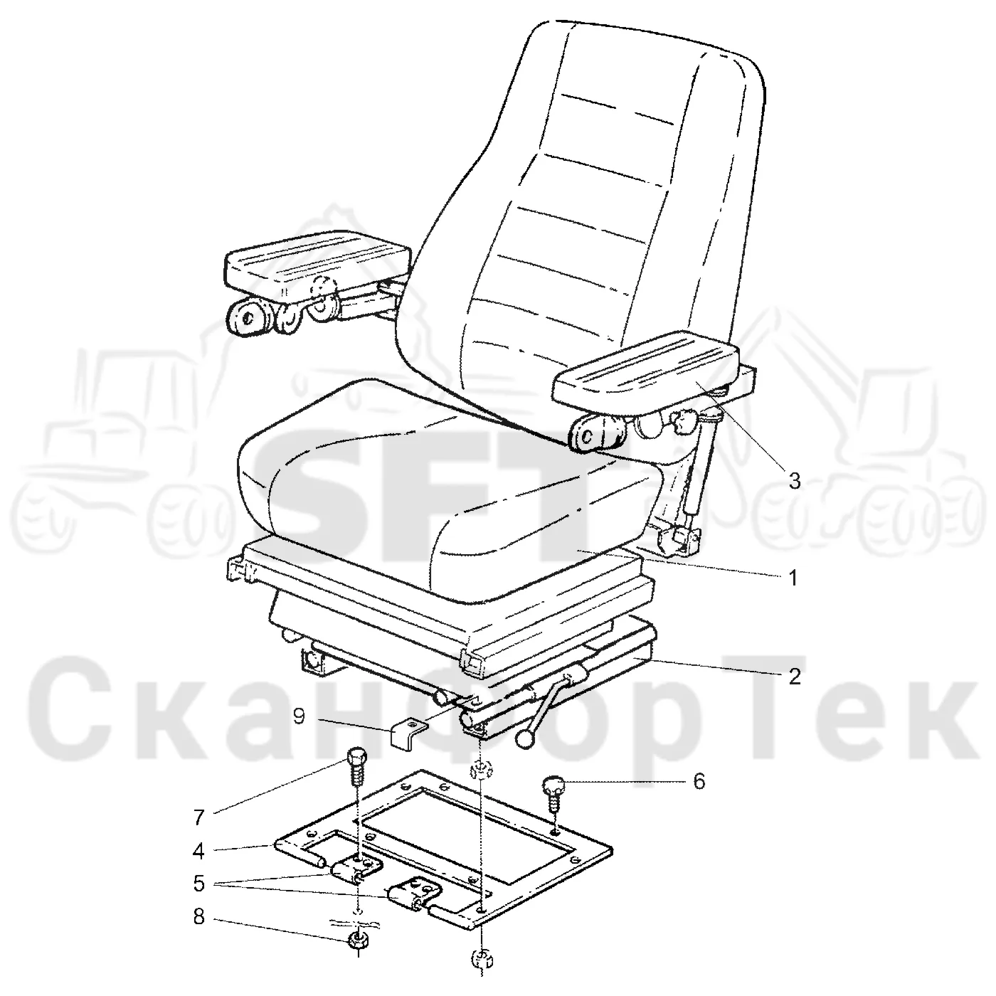 Схема: Valmet / Лесозаготовительные машины / Valmet 921 / Valmet 921 Ch -13270 / Valmet 921 Ch -13270 / Каталог запасных частей / Кабина / Сиденья / Сиденье KAB