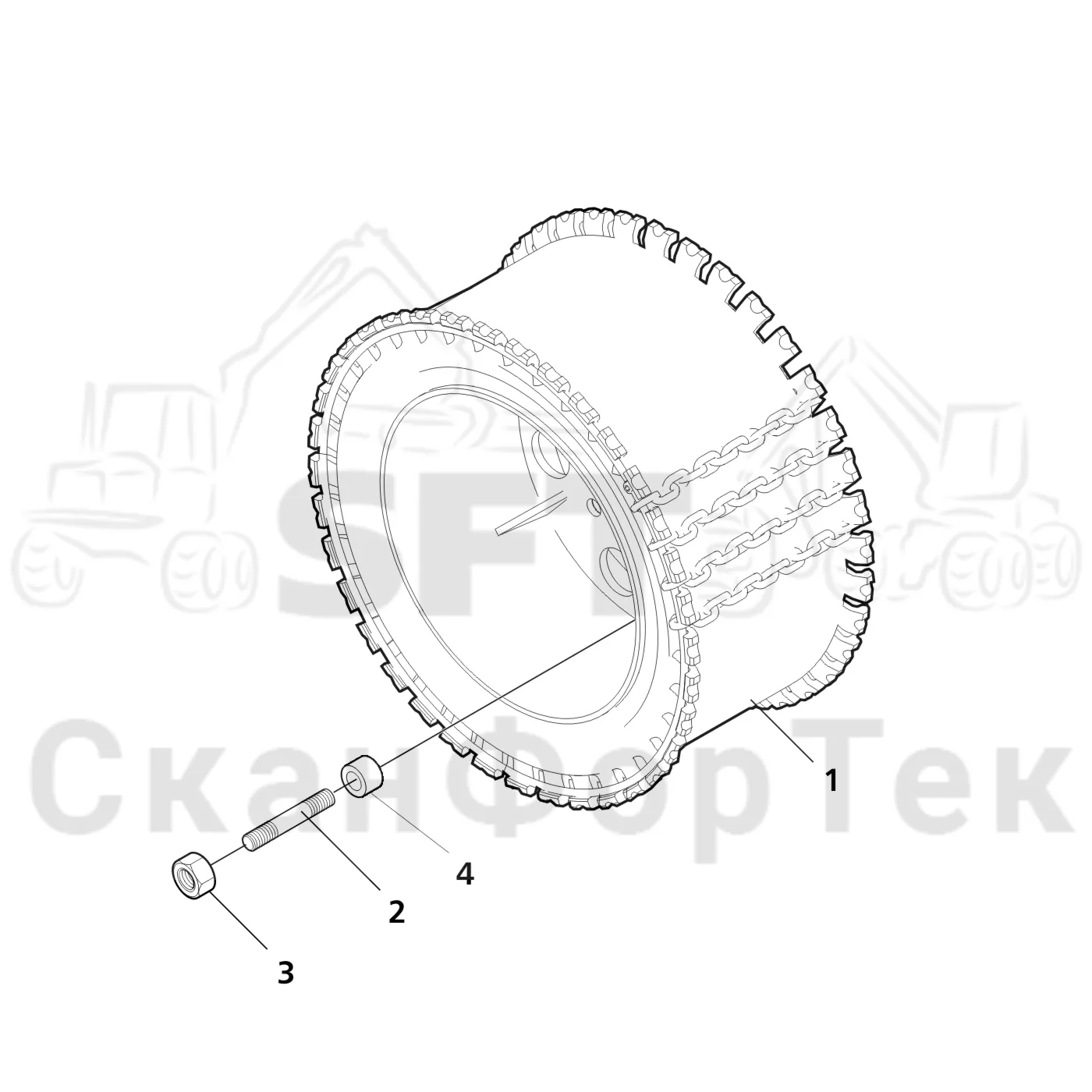 Схема: Valmet / Головки лесозаготовительной машины / Valmet 370 E / Valmet 370 E Ch. -11170 / Valmet 370 E Ch. -11170 / Каталог запасных частей / Подача / Подающий ролик