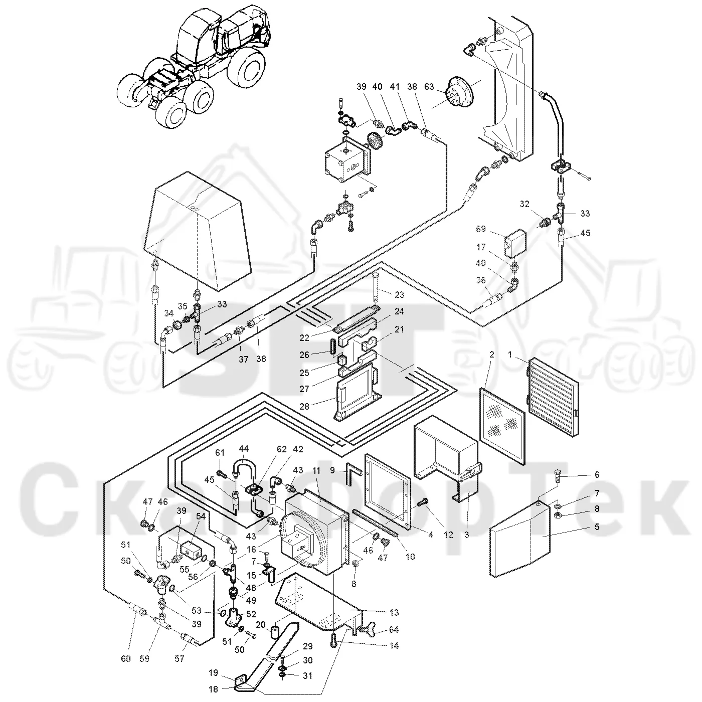 Схема: Valmet / Лесозаготовительные машины / Valmet 921 / Valmet 921 Ch 13271- / Valmet 921 Ch 13271- / Каталог запасных частей / Гидравлика / Система охлаждения масла / External oil cooling