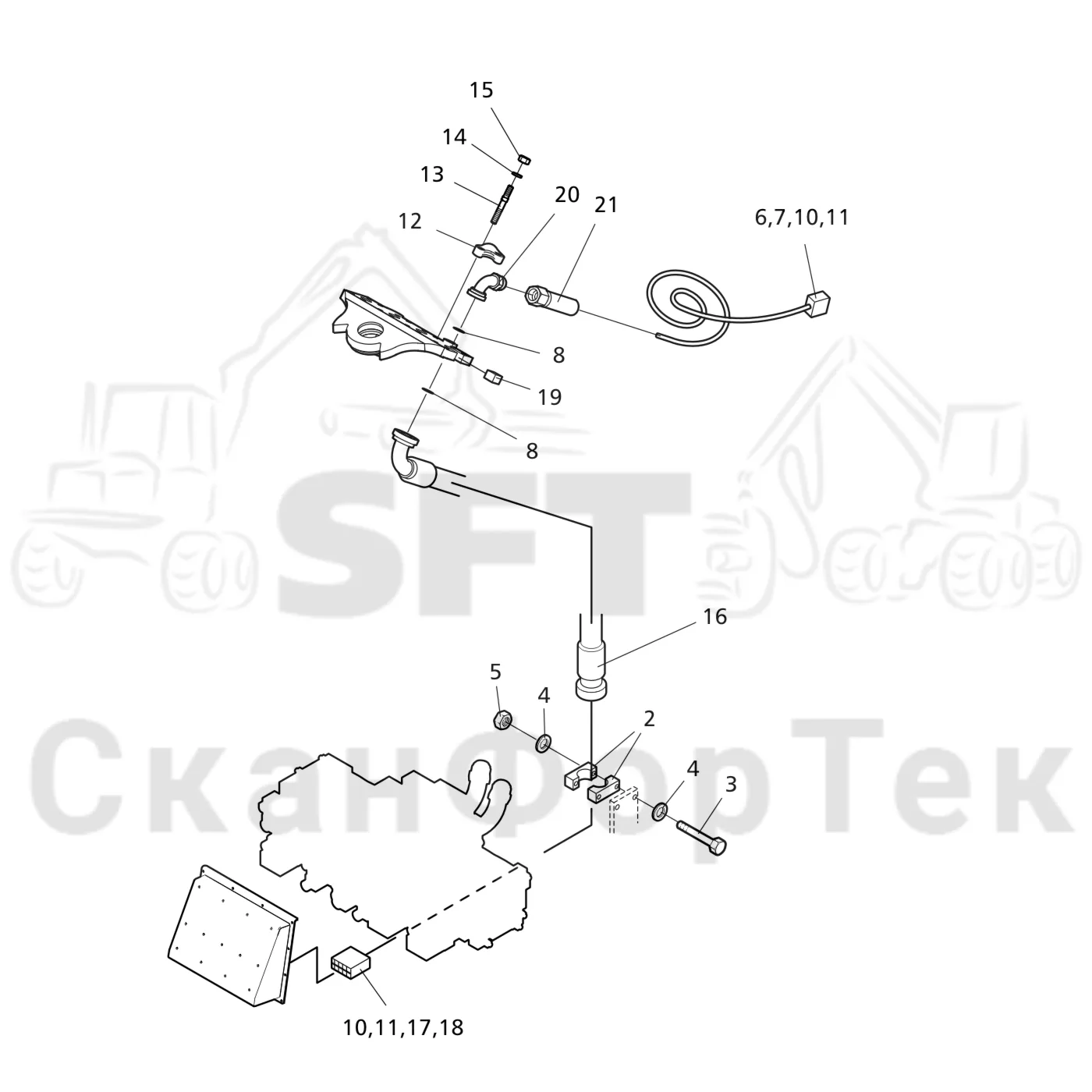 Схема: Valmet / Головки лесозаготовительной машины / Valmet 370.1 / Valmet 370.1 Ch. -11730 / Valmet 370.1 Ch. -11730 / Каталог запасных частей / Поворотные устройства и звенья / Электрооборудование головки подъемного