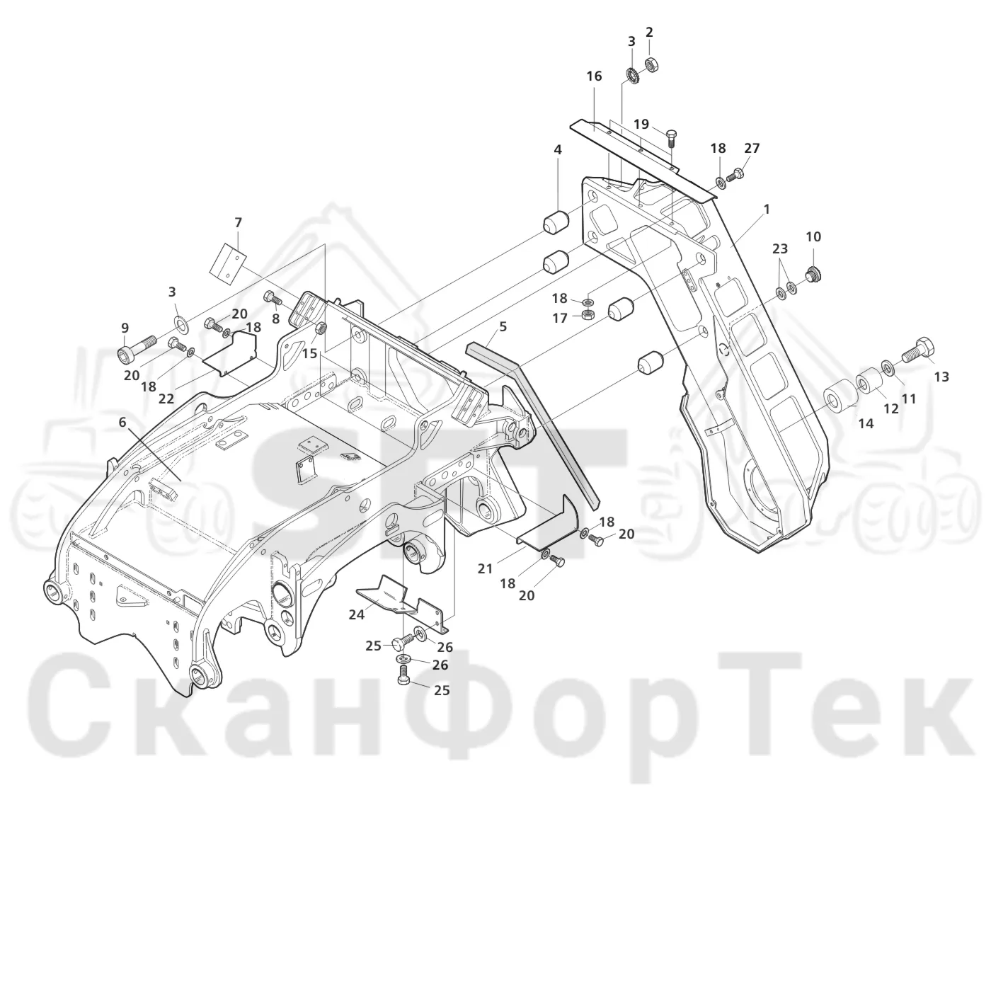 Схема: Valmet / Лесозаготовительные машины / Valmet 921.1 / Valmet 921.1  Ch. -113530 / Valmet 921.1  Ch. -113530 / Каталог запасных частей / Лесозаготовительное оборудование / Головка лесозаготовительной машины / Valmet 370.1 / Valmet 370.1 / Valmet 370.1 Ch. 11731- / Каталог запасных частей / шасси / шасси