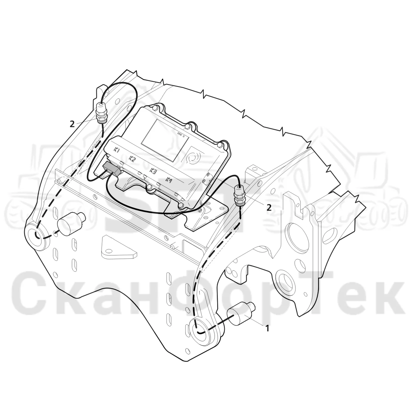 Схема: Valmet / Лесозаготовительные машины / Valmet 921.1 / Valmet 921.1 Ch. -113530 / Valmet 921.1 Ch. -113530 / Каталог запасных частей / Лесозаготовительное оборудование / Головка лесозаготовительной машины / Valmet 370.1 / Valmet 370.1 / Valmet 370.1 Ch. 111801- / Каталог запасных частей / Измерение / Электрооборудование измерения диаметра