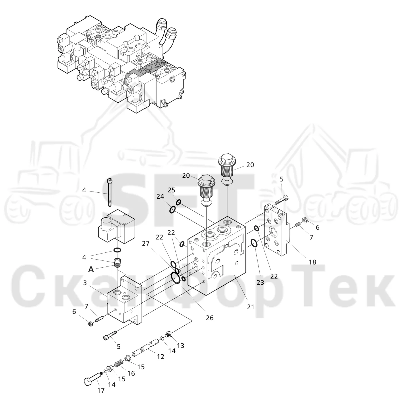 Схема: Valmet / Лесозаготовительные машины / Valmet 941 / Valmet 941 Ch 12071- / Valmet 941 Ch 12071- / Каталог запасных частей / Лесозаготовительное оборудование / Головка лесозаготовительной машины / Valmet 370 E / Valmet 370 E / Valmet 370 E Ch. -11170 / Каталог запасных частей / Гидравлический клапан / Клапан. Поворотное устройство Ch. 11160-
