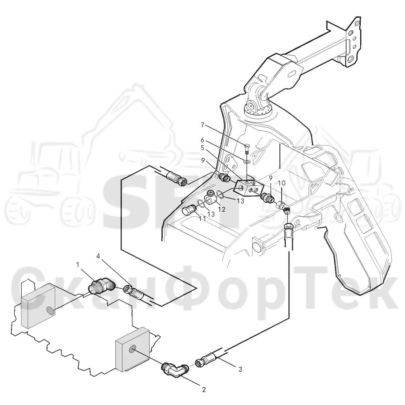 Схема: Valmet / Лесозаготовительные машины / Valmet 921 / Valmet 921 Ch -13270 / Valmet 921 Ch -13270 / Каталог запасных частей / Лесозаготовительное оборудование / Головка лесозаготовительной машины / Valmet 370 / Valmet 370 / Valmet 370   Ch. 11550- / Valmet 370 11550- / Каталог запасных частей / Гидравлический клапан / Дренаж