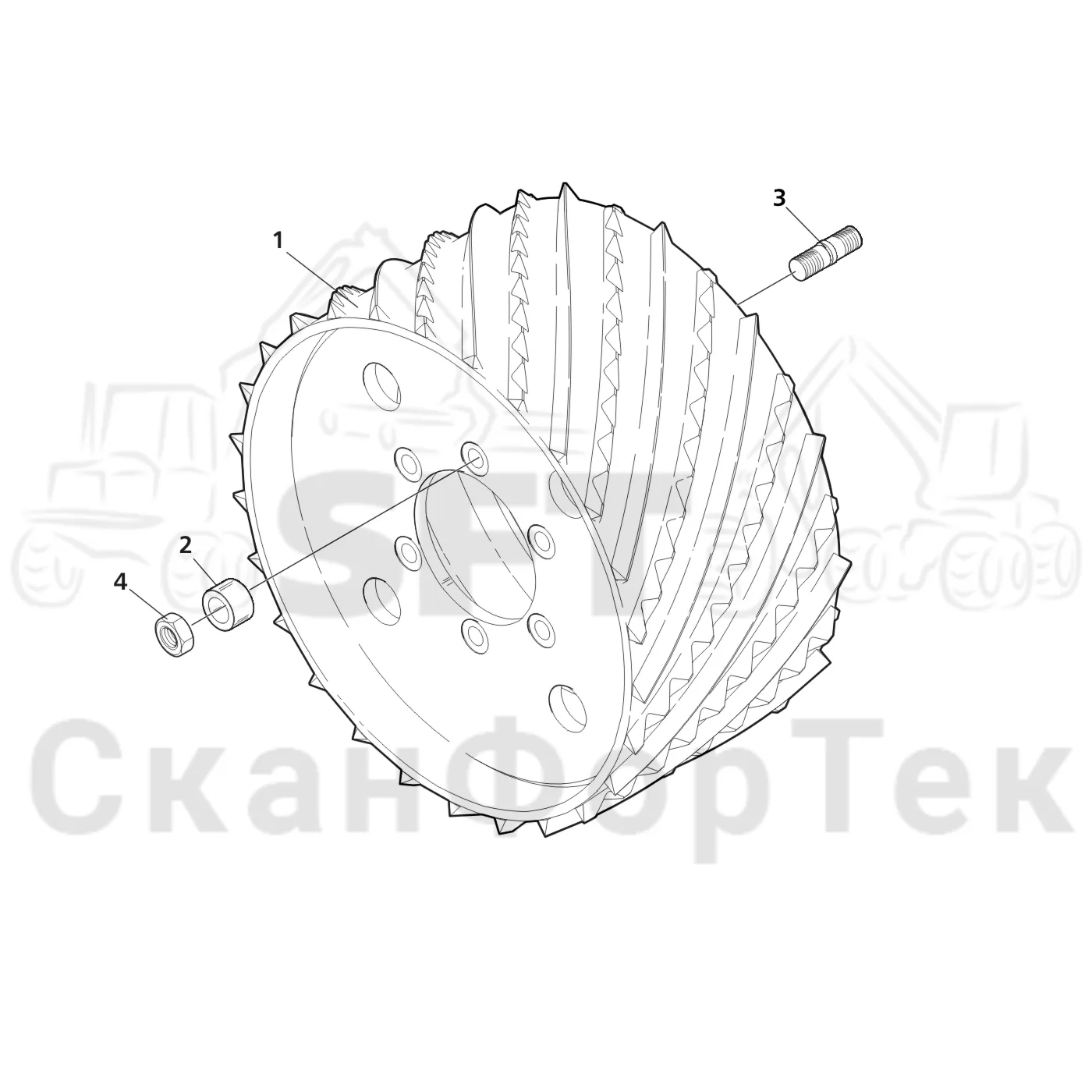 Схема: Valmet / Лесозаготовительные машины / Valmet 941 / Valmet 941 Ch 12071- / Valmet 941 Ch 12071- / Каталог запасных частей / Лесозаготовительное оборудование / Головка лесозаготовительной машины / Valmet 370 E / Valmet 370 E / Valmet 370 E Ch. 11171- / Каталог запасных частей / Подача / Подающие ролики для коры