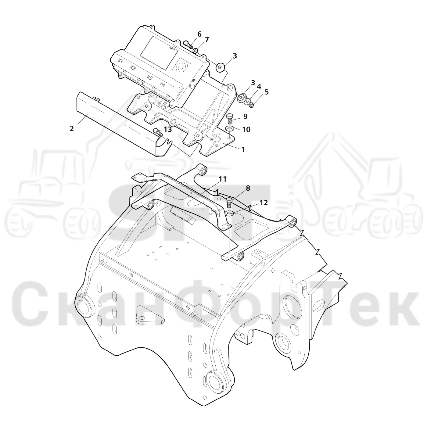 Схема: Valmet / Лесозаготовительные машины / Valmet 941 / Valmet 941 Ch 12071- / Valmet 941 Ch 12071- / Каталог запасных частей / Лесозаготовительное оборудование / Головка лесозаготовительной машины / Valmet 370 E / Valmet 370 E / Valmet 370 E Ch. 11171- / Каталог запасных частей / Система управления / Монтаж