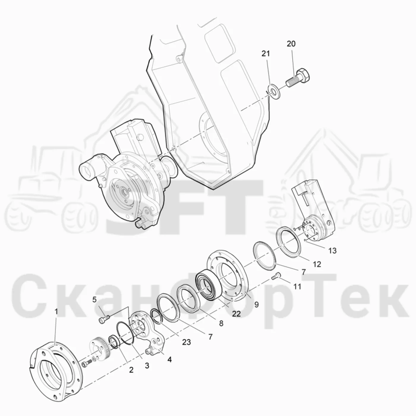 Схема: Valmet / Головки лесозаготовительной машины / Valmet 370 E / Valmet 370 E Ch. 11235- / Valmet 370 E Ch. 11235- / Каталог запасных частей / Резка / Устройство пиления на опоре Ch.11636-