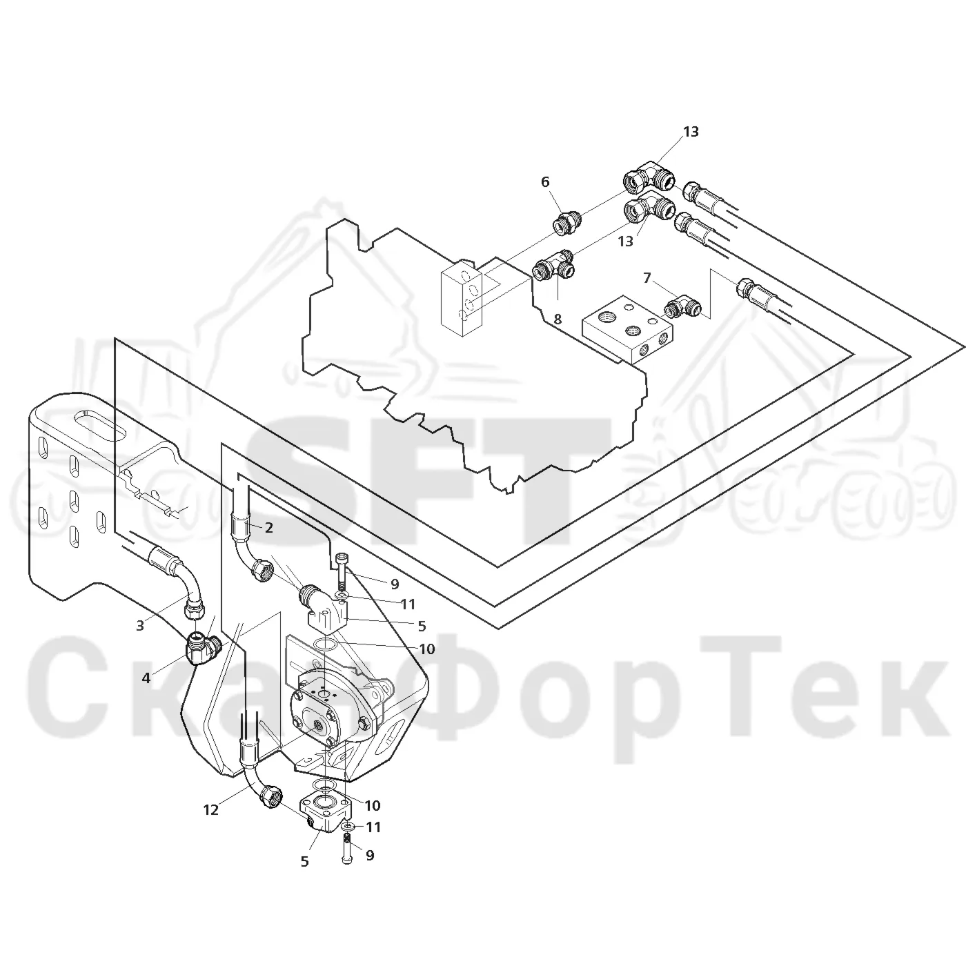 Схема: Valmet / Лесозаготовительные машины / Valmet 941.1 / Valmet 941.1 / Каталог запасных частей / Лесозаготовительное оборудование / Головка лесозаготовительной машины / Valmet 370 E / Valmet 370 E / Valmet 370 E Ch. 11235- / Каталог запасных частей / Резка / Cutting unit hydraulics topsaw