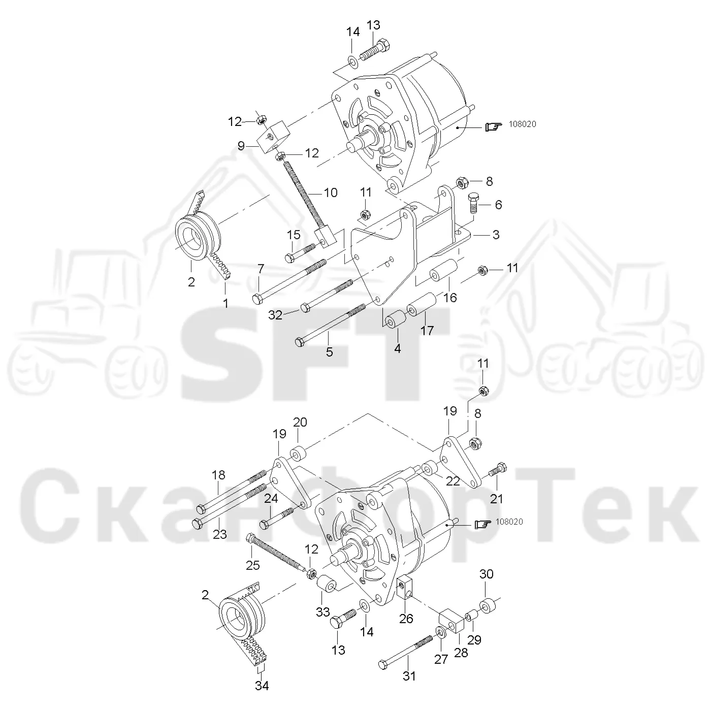 Схема: Valmet / Форвардер / Valmet 840.4 / Valmet 840.4 / Каталог запасных частей / Двигатель / Генератор переменного тока / Генератор переменного тока
