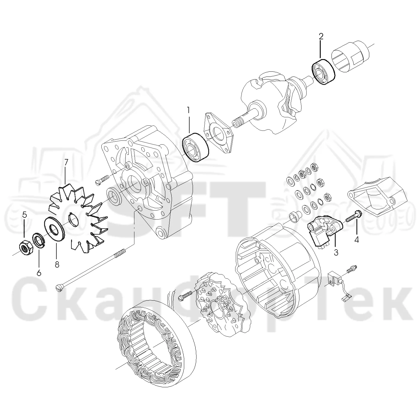 Схема: Valmet / Лесозаготовительные машины / Valmet 941 / Valmet 941 Ch 12071- / Valmet 941 Ch 12071- / Каталог запасных частей / Двигатель / Генератор переменного тока / Генератор переменного Запчасть