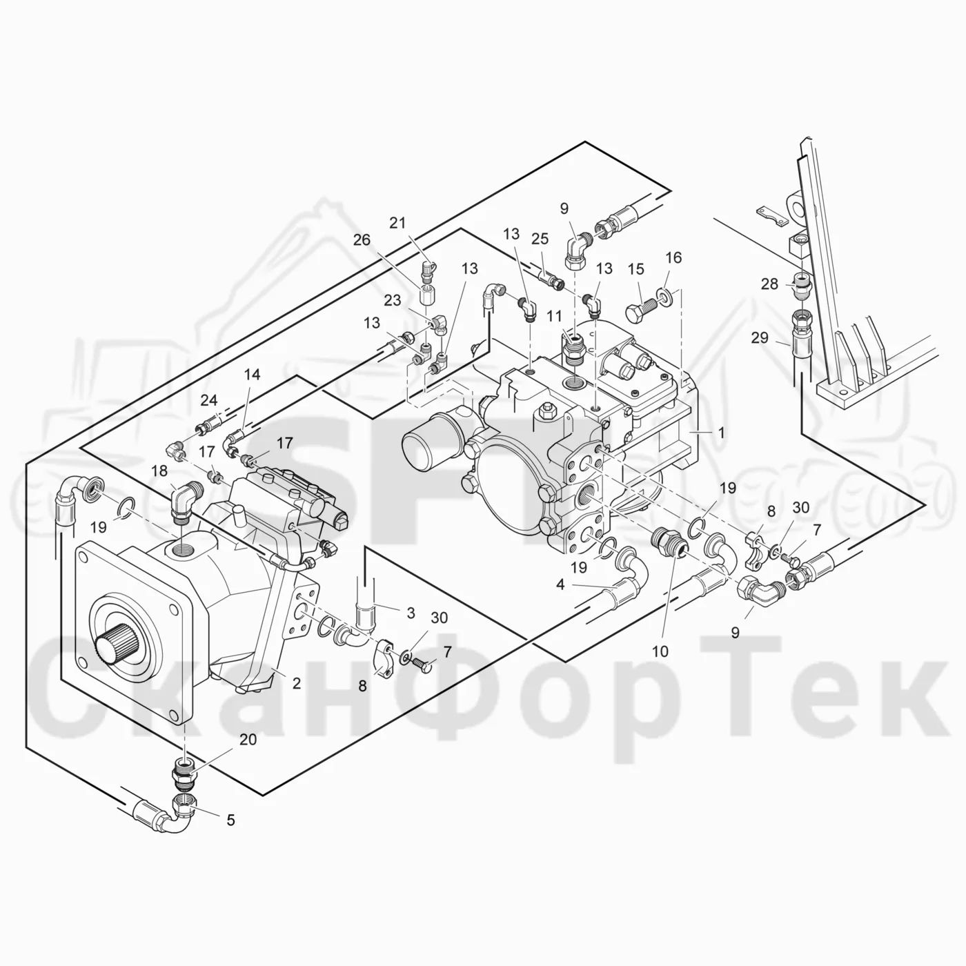 Схема: Valmet / Лесозаготовительные машины / Valmet 941 / Valmet 941 Ch -12070 / Valmet 941 Ch -12070 / Каталог запасных частей / Коробка передач / Гидростат / Гидравлика гидростата