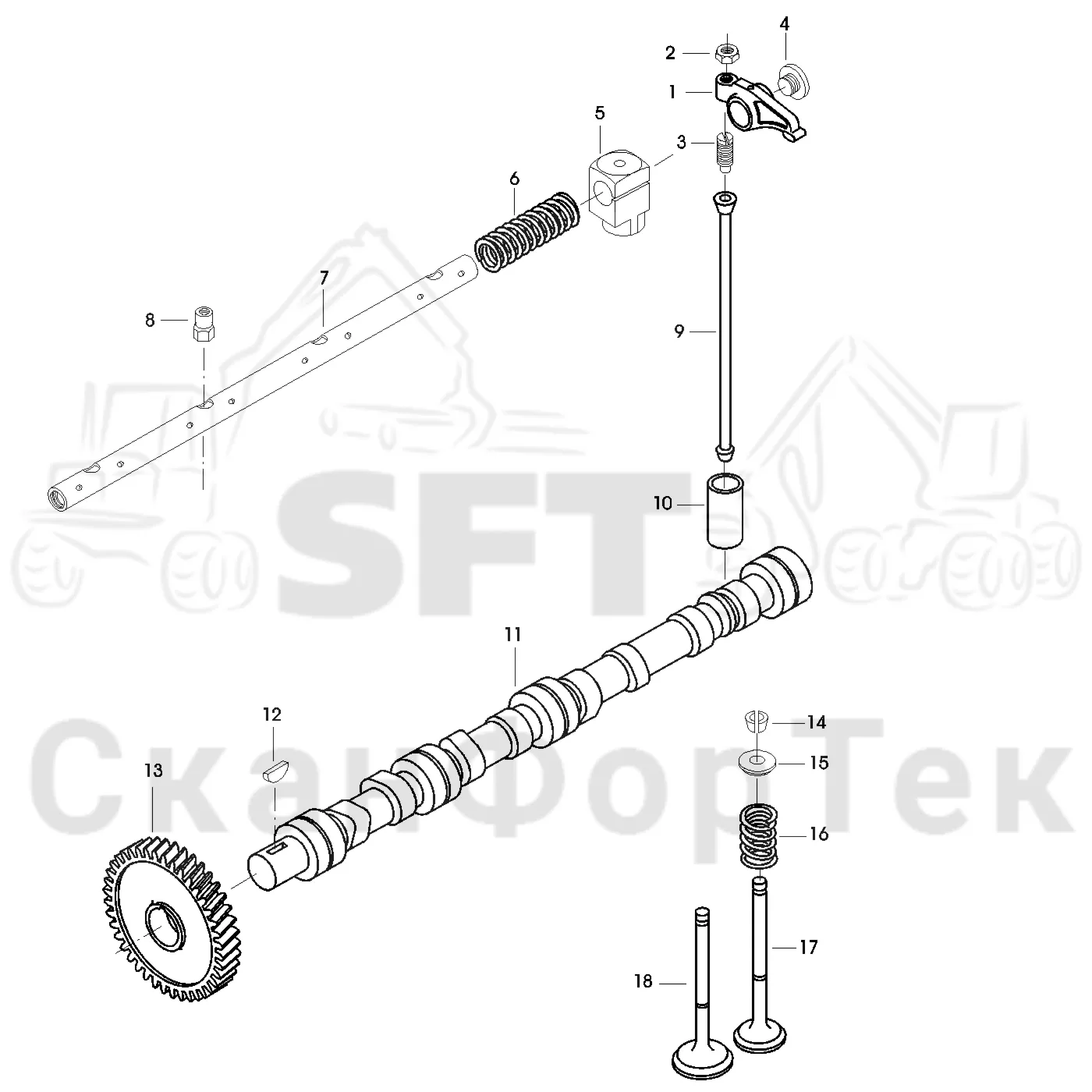 Схема: Valmet / Форвардер / Valmet 860.1 / Valmet 860.1 Ch. -115420 / Valmet 860.1 Ch. -115420 / Каталог запасных частей / Оборудование захвата / Захват / Valmet 801c Ch -11730 / Каталог запасных частей / Двигатель / Блок двигателя / Механизм клапана