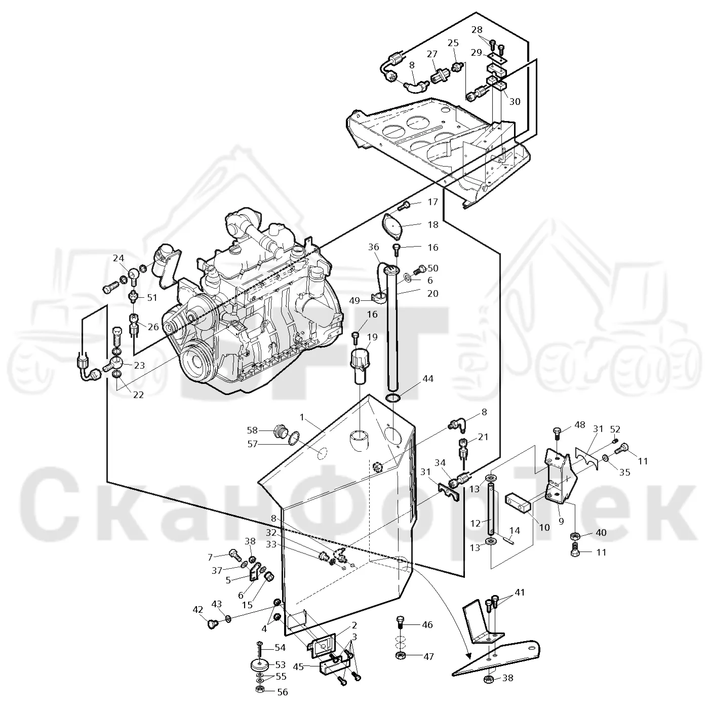 Схема: Valmet / Форвардер / Valmet 830 / Valmet 830 / Каталог запасных частей / Двигатель / Топливная система / Топливная система