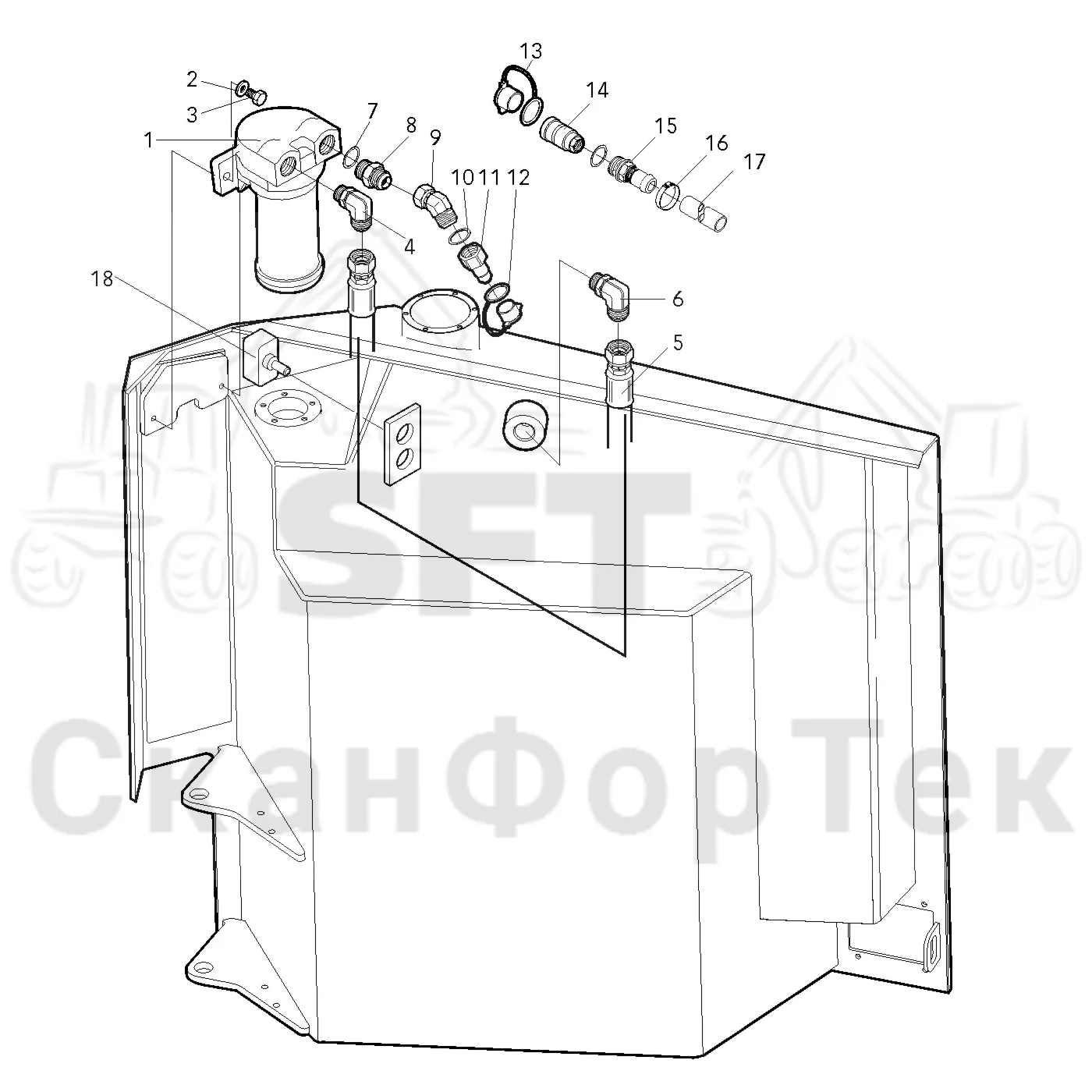 Схема: Valmet / Форвардер / Valmet 830 / Valmet 830 / Каталог запасных частей / Двигатель / Топливная система / Топливозаправка электронасосом