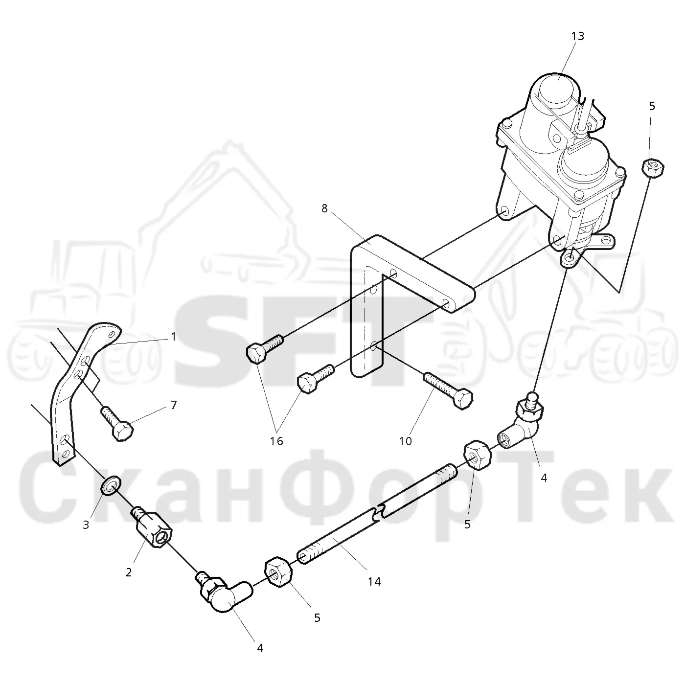 Схема: Valmet / Форвардер / Valmet 830 / Valmet 830 / Каталог запасных частей / Двигатель / дроссельный блок / Регулятор дроссельной заслонки газа