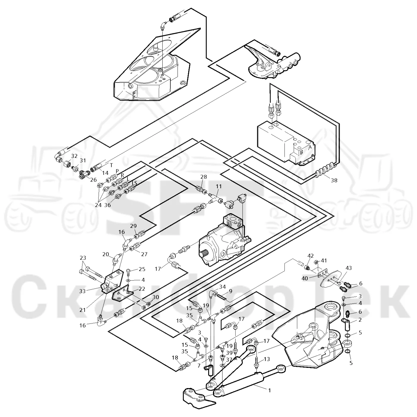 Схема: Valmet / Форвардер / Valmet 830 / Valmet 830 / Каталог запасных частей / Рулевое управление / Рулевое управление движением по грунту / Рулевое управление движением по грунту