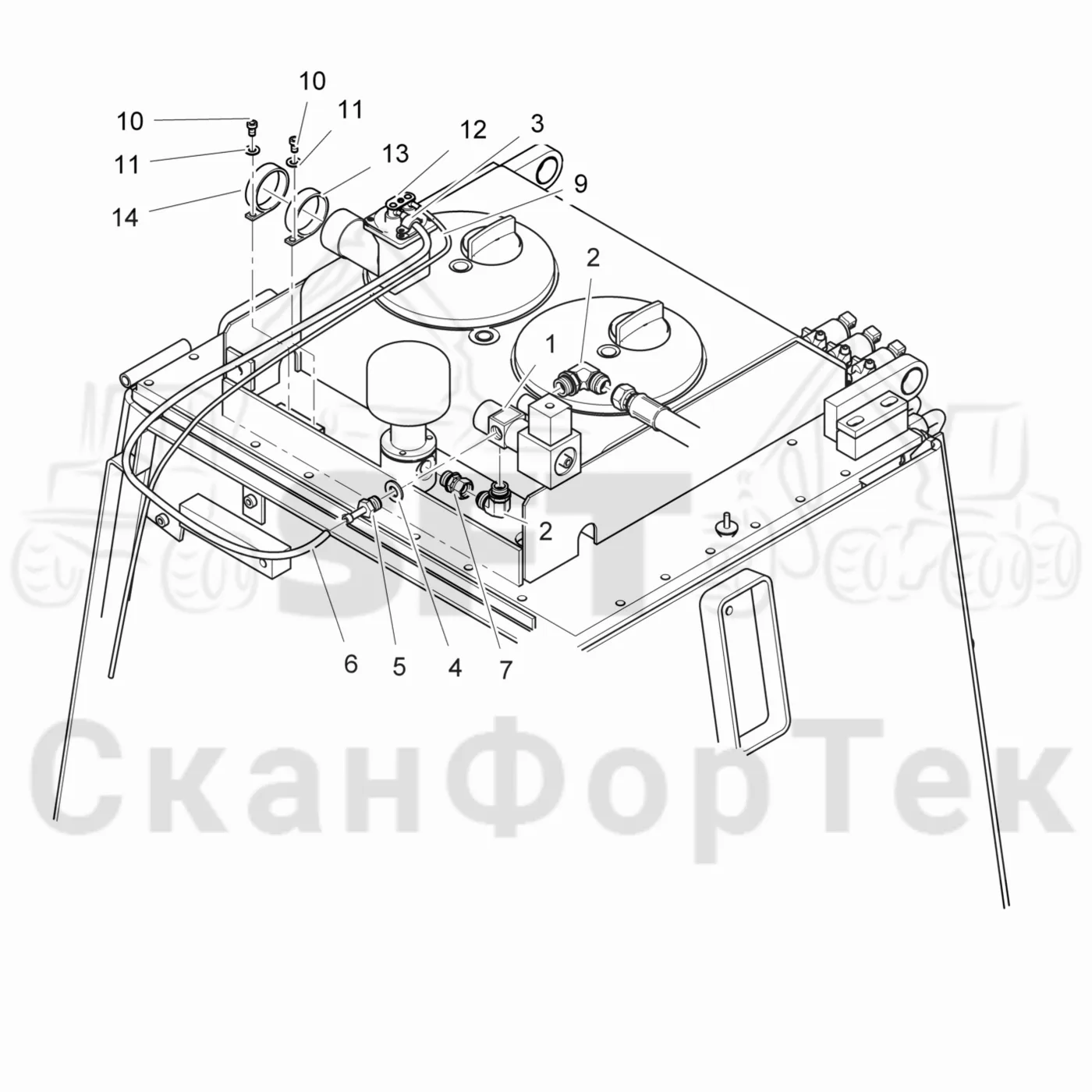 Схема: Komatsu / Лесозаготовительные машины / 911.5 / Каталог запасных частей / Гидравлика / Бак гидравлики / Вакуумный насос