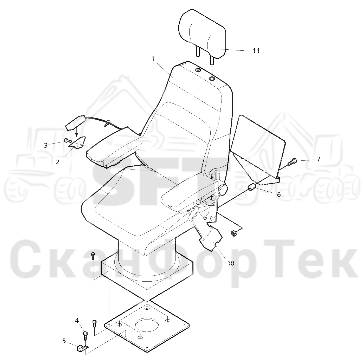 Схема: Valmet / Форвардер / Valmet 860.1 / Valmet 860.1 Ch. 115421- / Valmet 860.1 Ch. 115421- / Каталог запасных частей / Кабина / Сиденья / Сиденье KAB Ergo and Comfort
