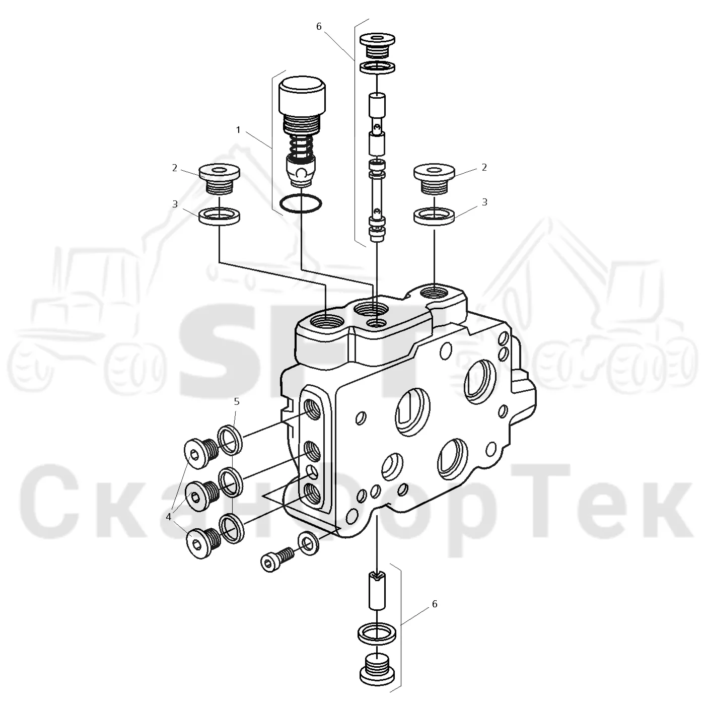 Схема: Valmet / Форвардер / Valmet 830 / Valmet 830 / Каталог запасных частей / Гидравлика / Узел клапана / Впускная секция
