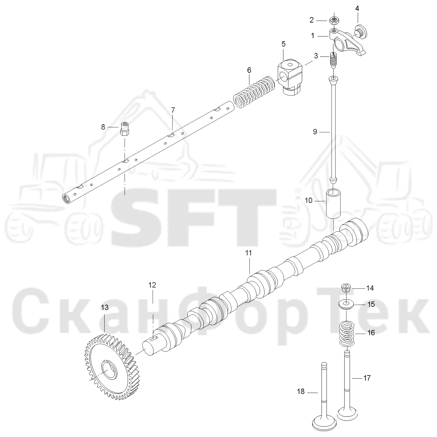 Схема: Valmet / Форвардер / Valmet 830.1 / Valmet 830.1 / Каталог запасных частей / Двигатель / Блок двигателя / Механизм клапана