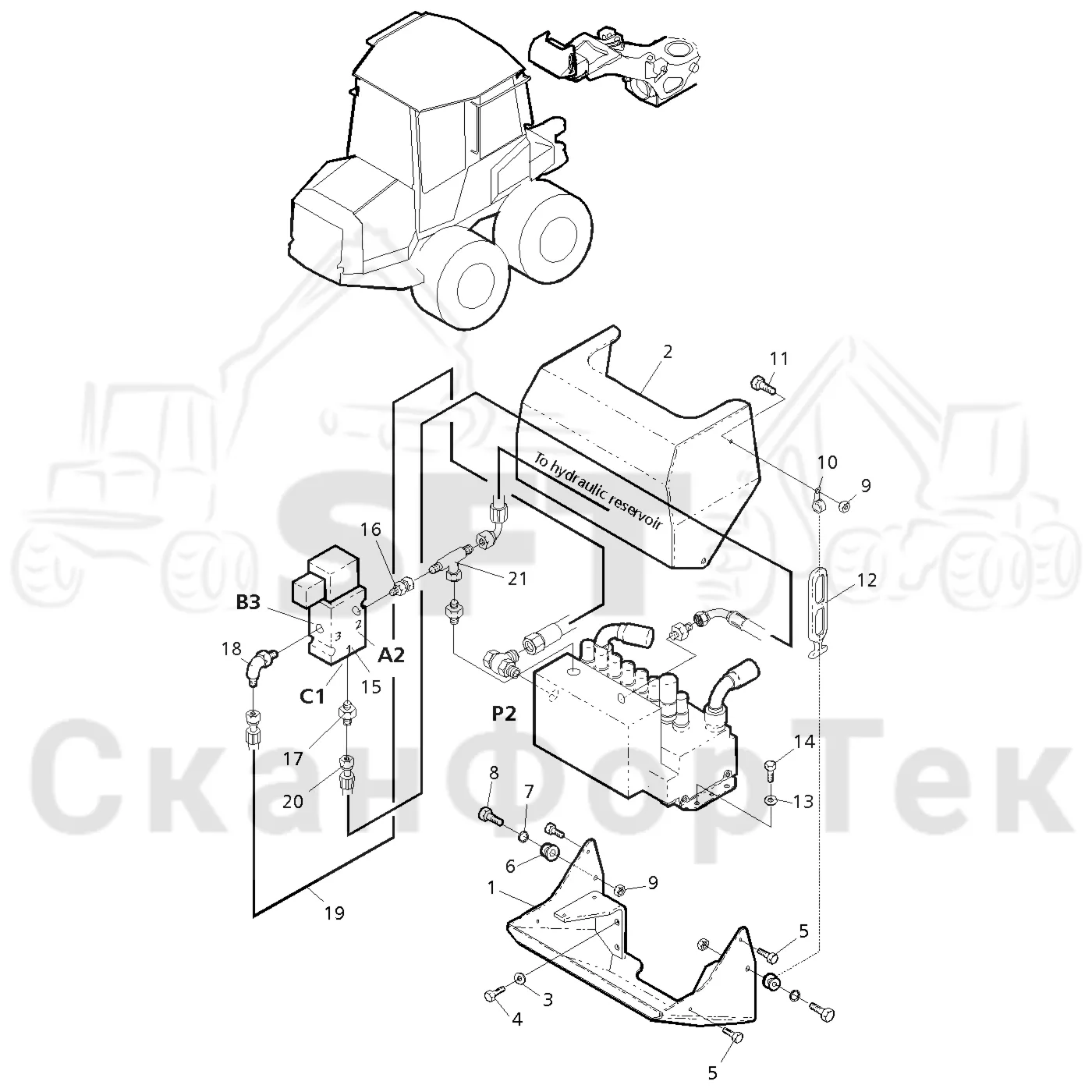 Схема: Valmet / Форвардер / Valmet 830.1 / Valmet 830.1 / Каталог запасных частей / Гидравлика / Узел клапана / Клапан 11805-